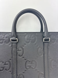 Medium Jumbo GG Leather Tote Bag in Black