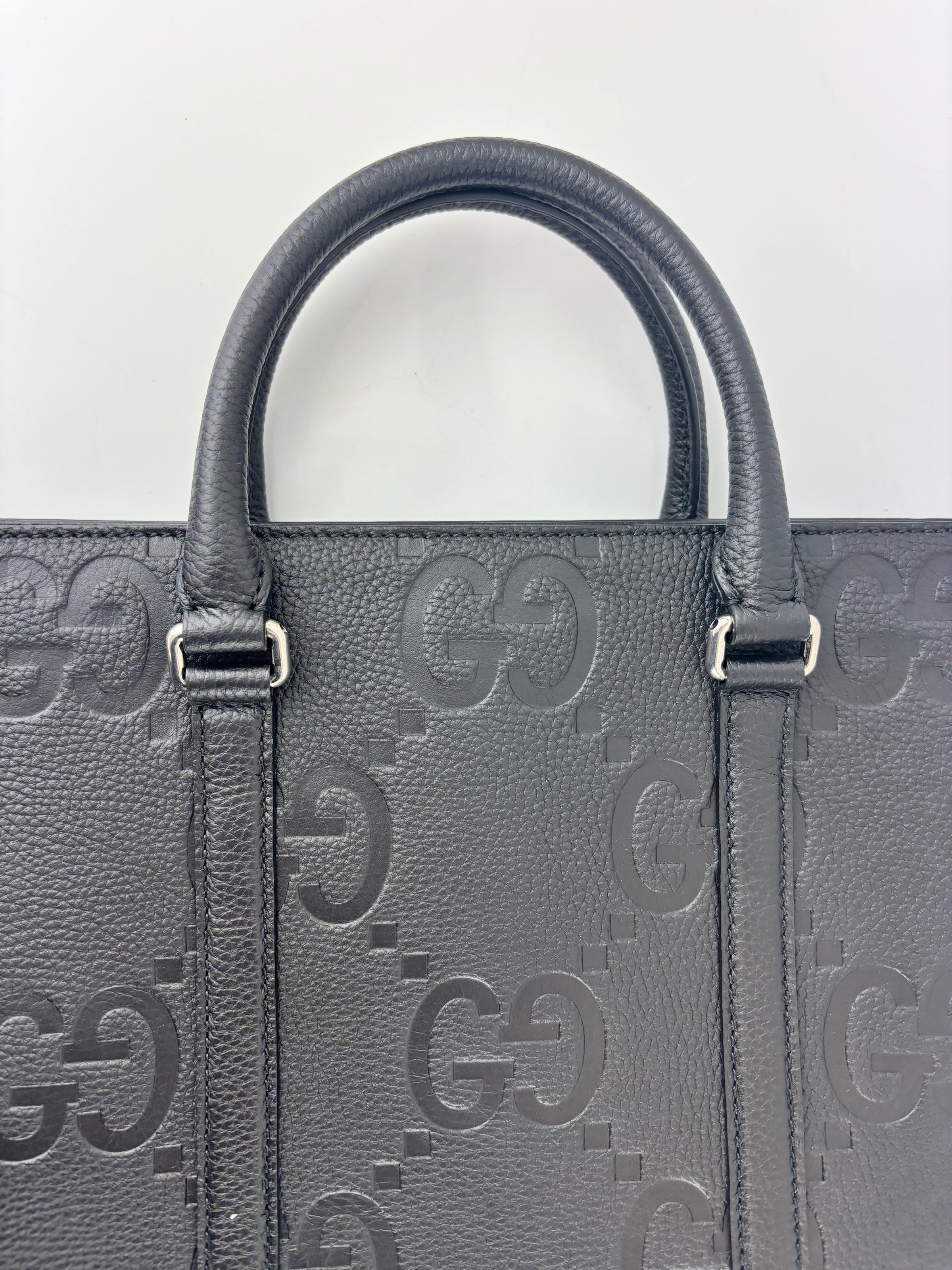 Medium Jumbo GG Leather Tote Bag in Black