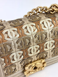 Limited Edition Gold Metallic Small Boy Flap Calfskin Antique GHW