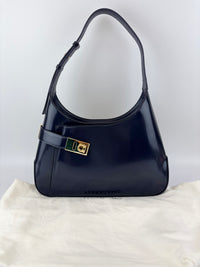 Large Brushed Calfskin Gancini Arch Shoulder Hobo Midnight Blue