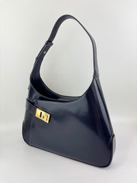 Large Brushed Calfskin Gancini Arch Shoulder Hobo Midnight Blue