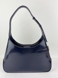 Large Brushed Calfskin Gancini Arch Shoulder Hobo Midnight Blue