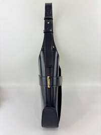 Large Brushed Calfskin Gancini Arch Shoulder Hobo Midnight Blue