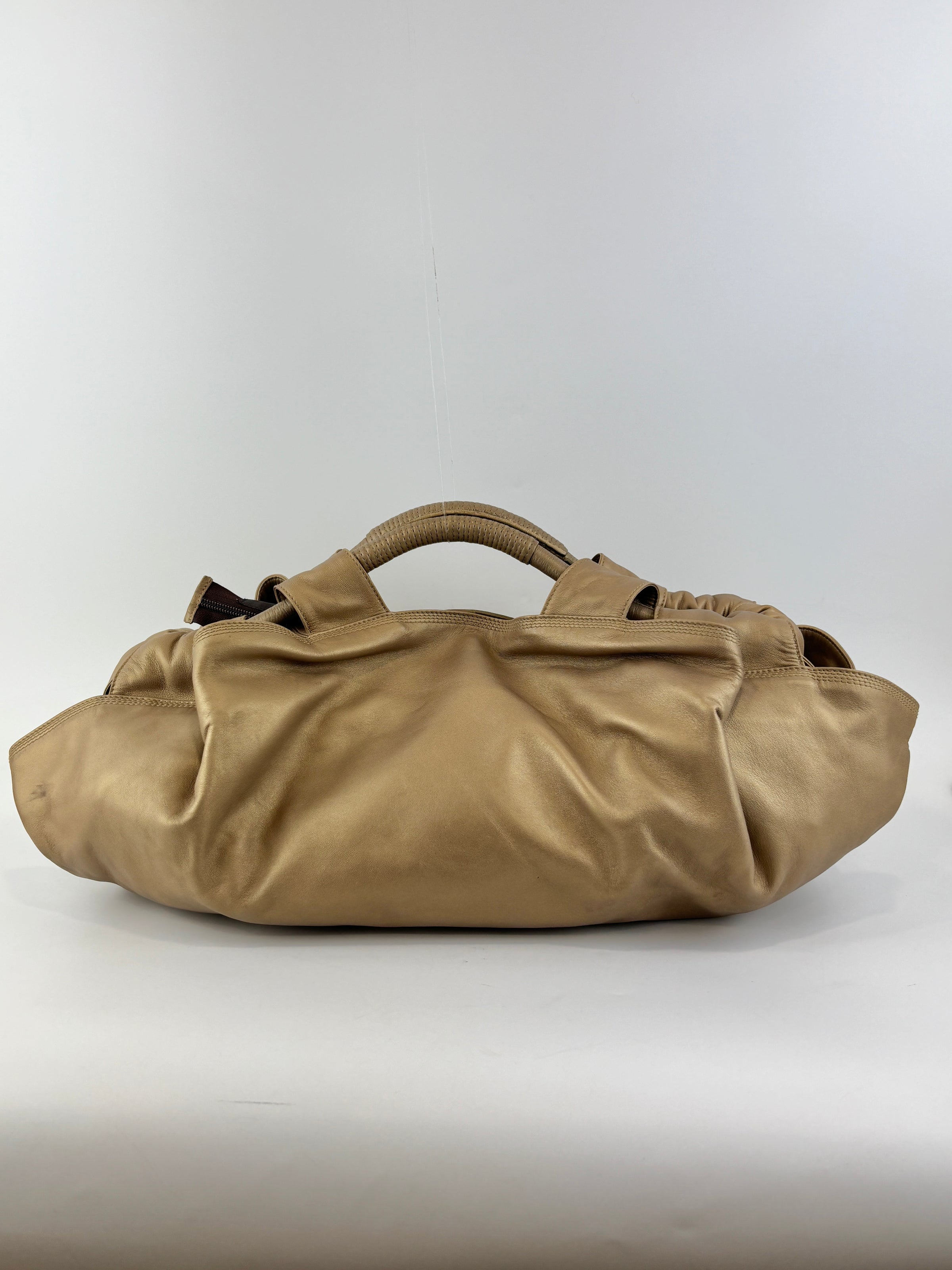 Nappa Aire Gold Anagram Leather Tote