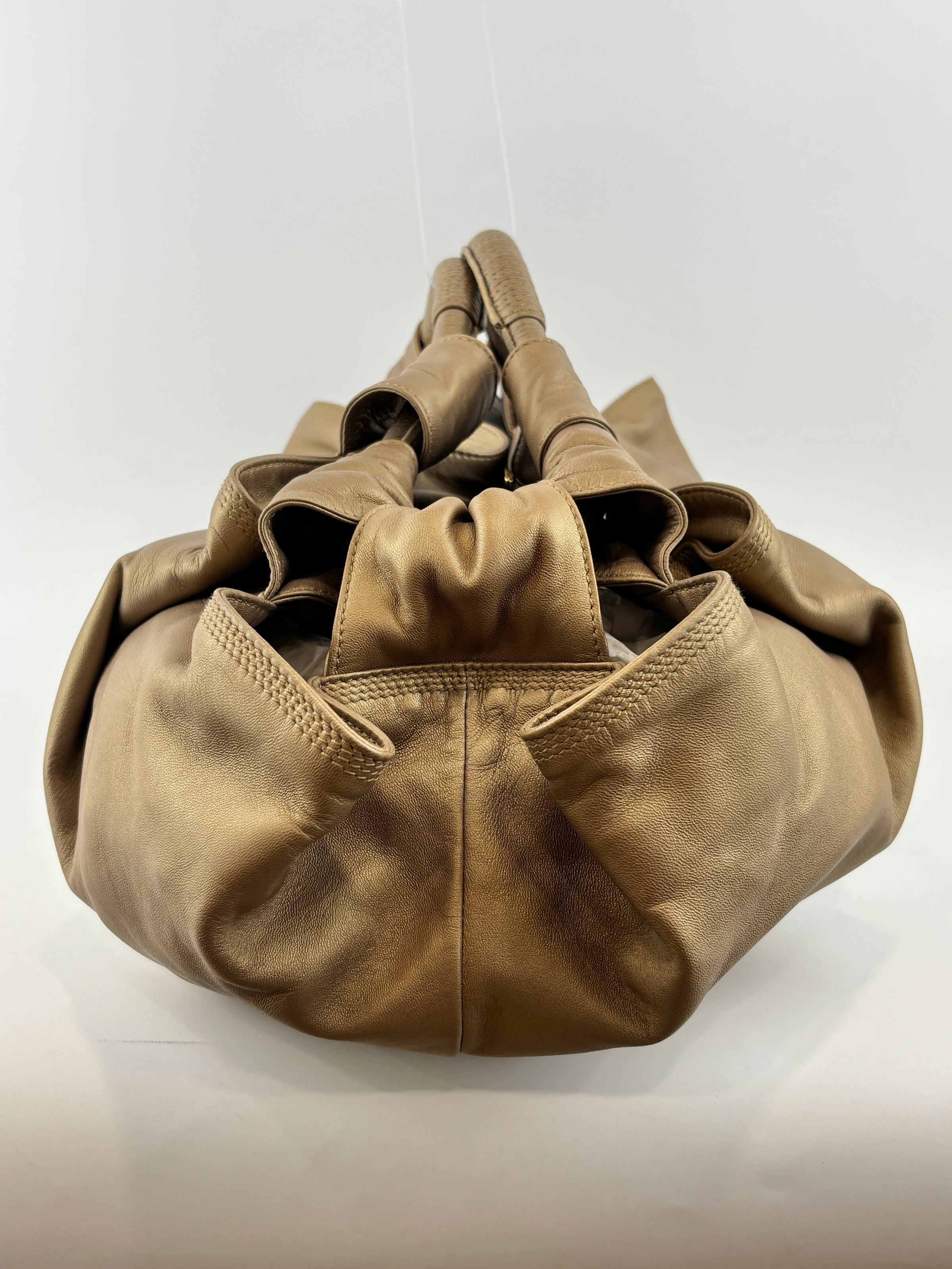 Nappa Aire Gold Anagram Leather Tote