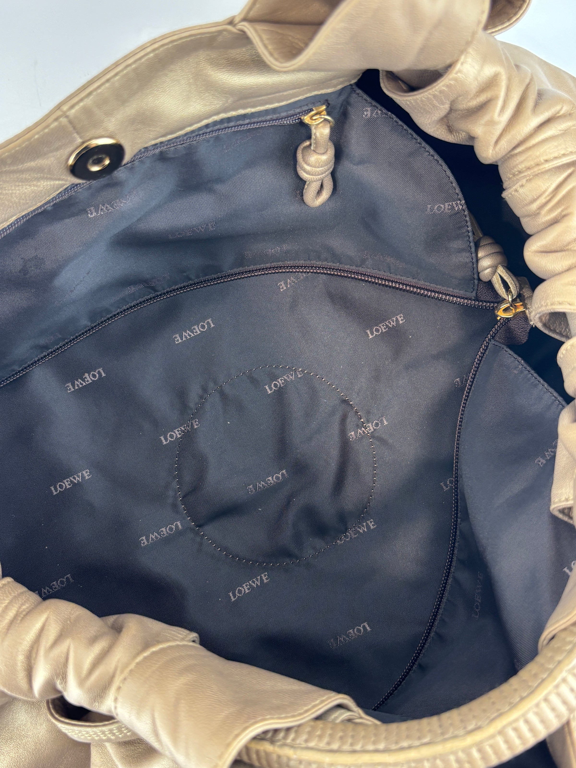 Nappa Aire Gold Anagram Leather Tote