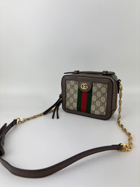 Beige GG Supreme Coated Canvas Ophidia Mini Square Shoulder Bag