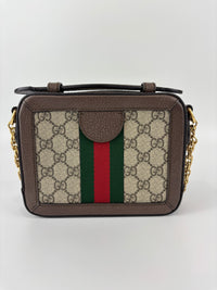 Beige GG Supreme Coated Canvas Ophidia Mini Square Shoulder Bag