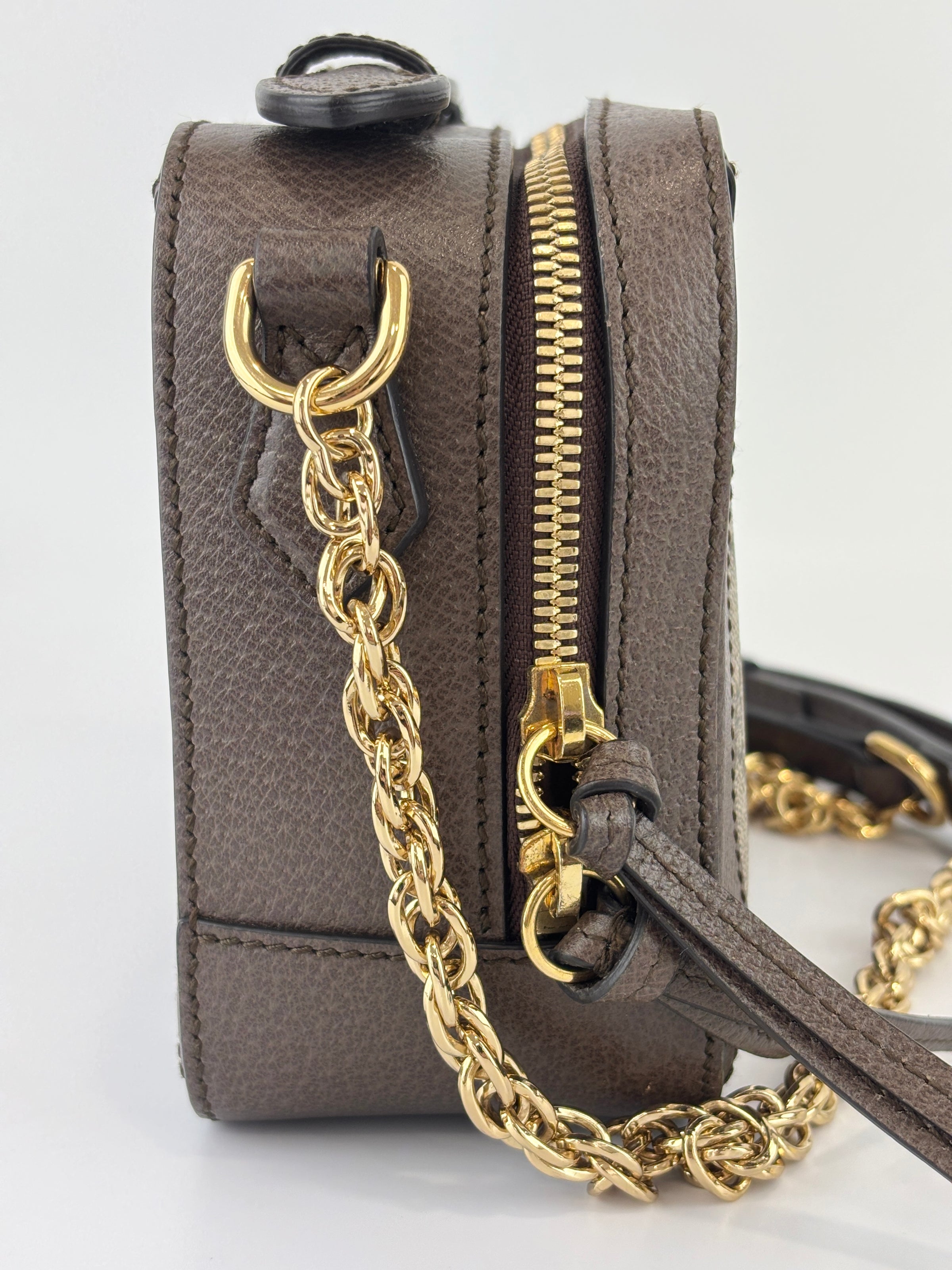 Beige GG Supreme Coated Canvas Ophidia Mini Square Shoulder Bag