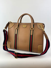 715671 Koi Calfskin Large GG Jacquard/Canvas Bauletto Duffle Bag