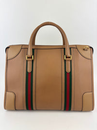 715671 Koi Calfskin Large GG Jacquard/Canvas Bauletto Duffle Bag