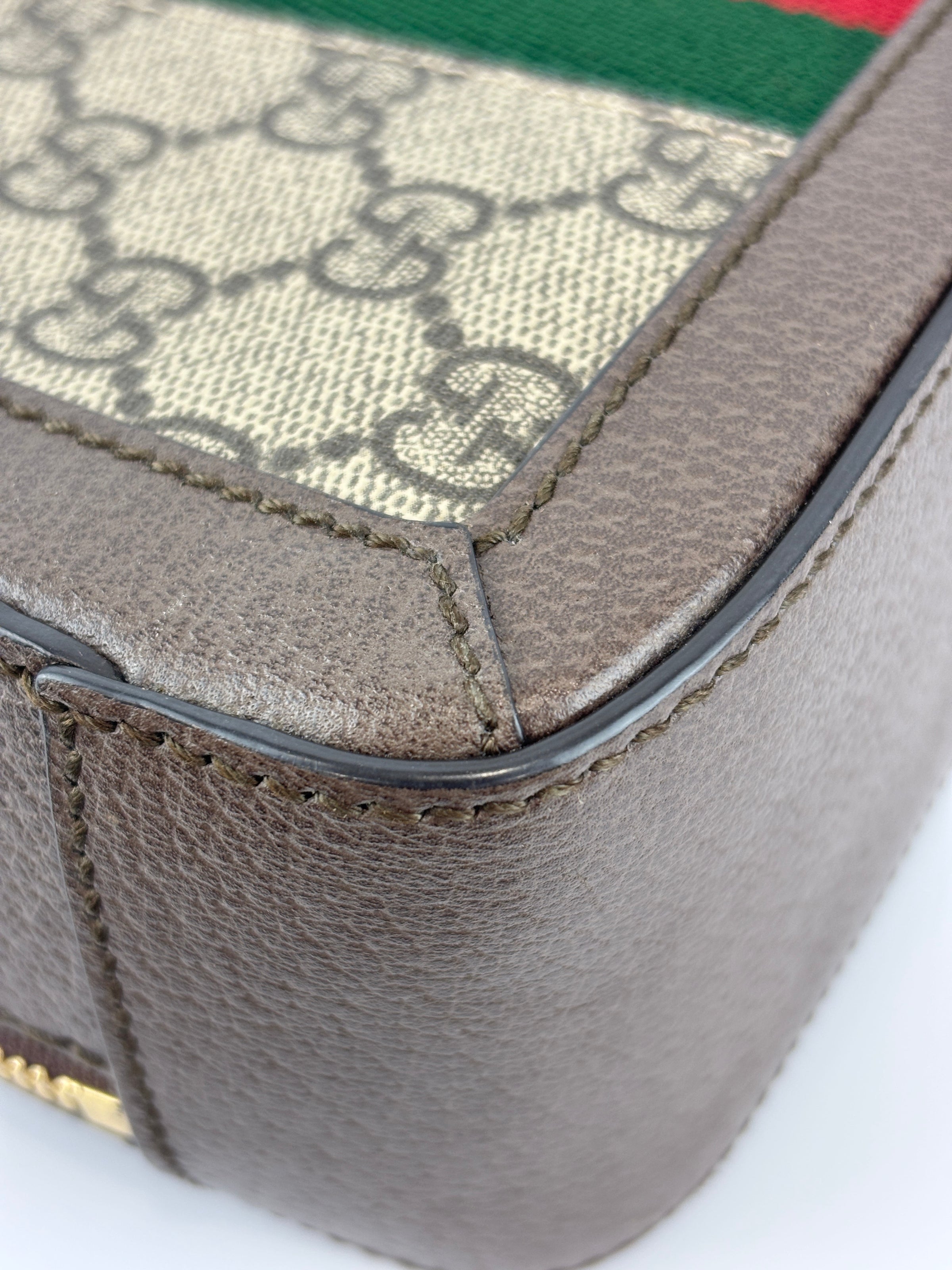 Beige GG Supreme Coated Canvas Ophidia Mini Square Shoulder Bag