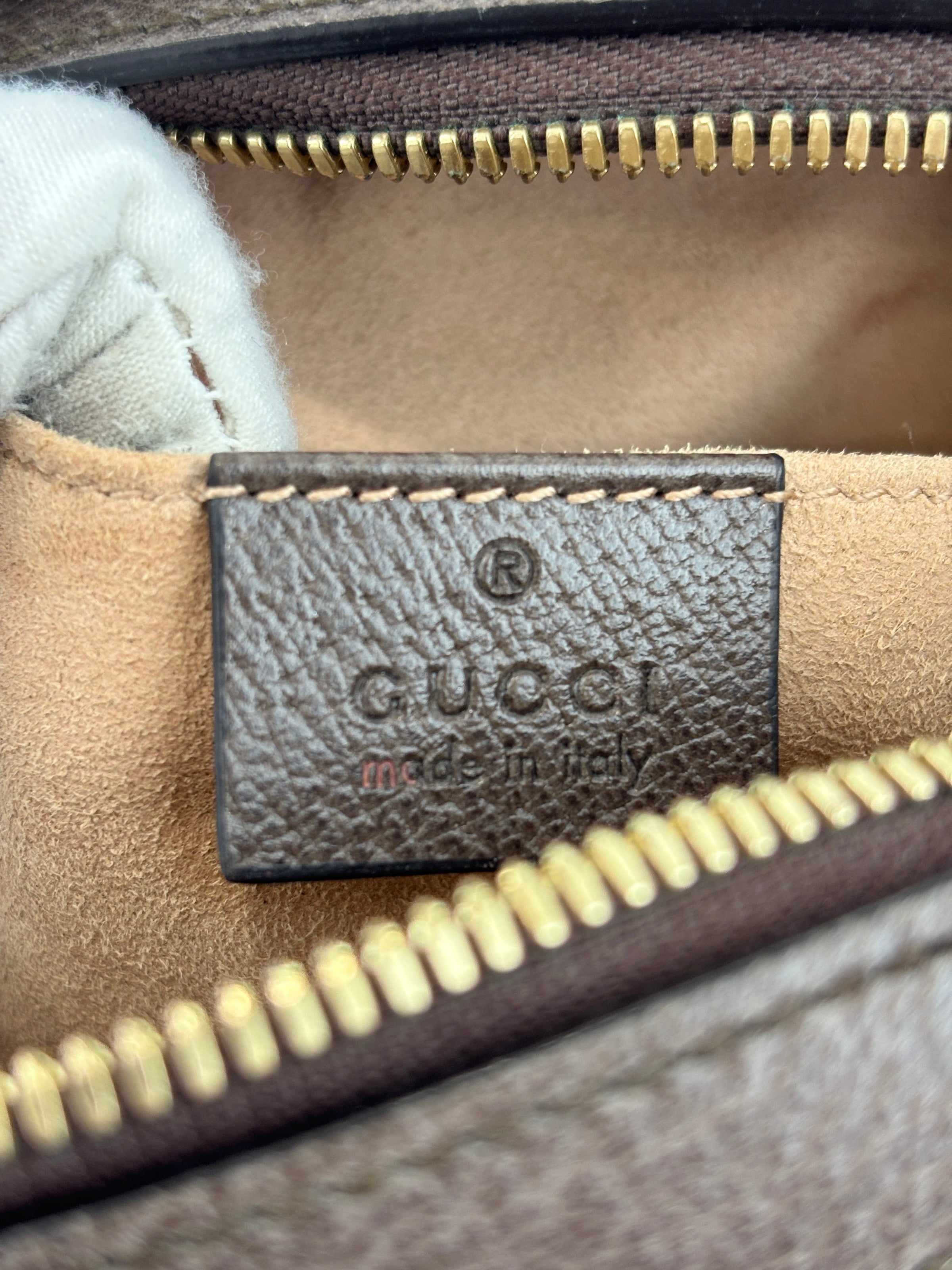 Beige GG Supreme Coated Canvas Ophidia Mini Square Shoulder Bag
