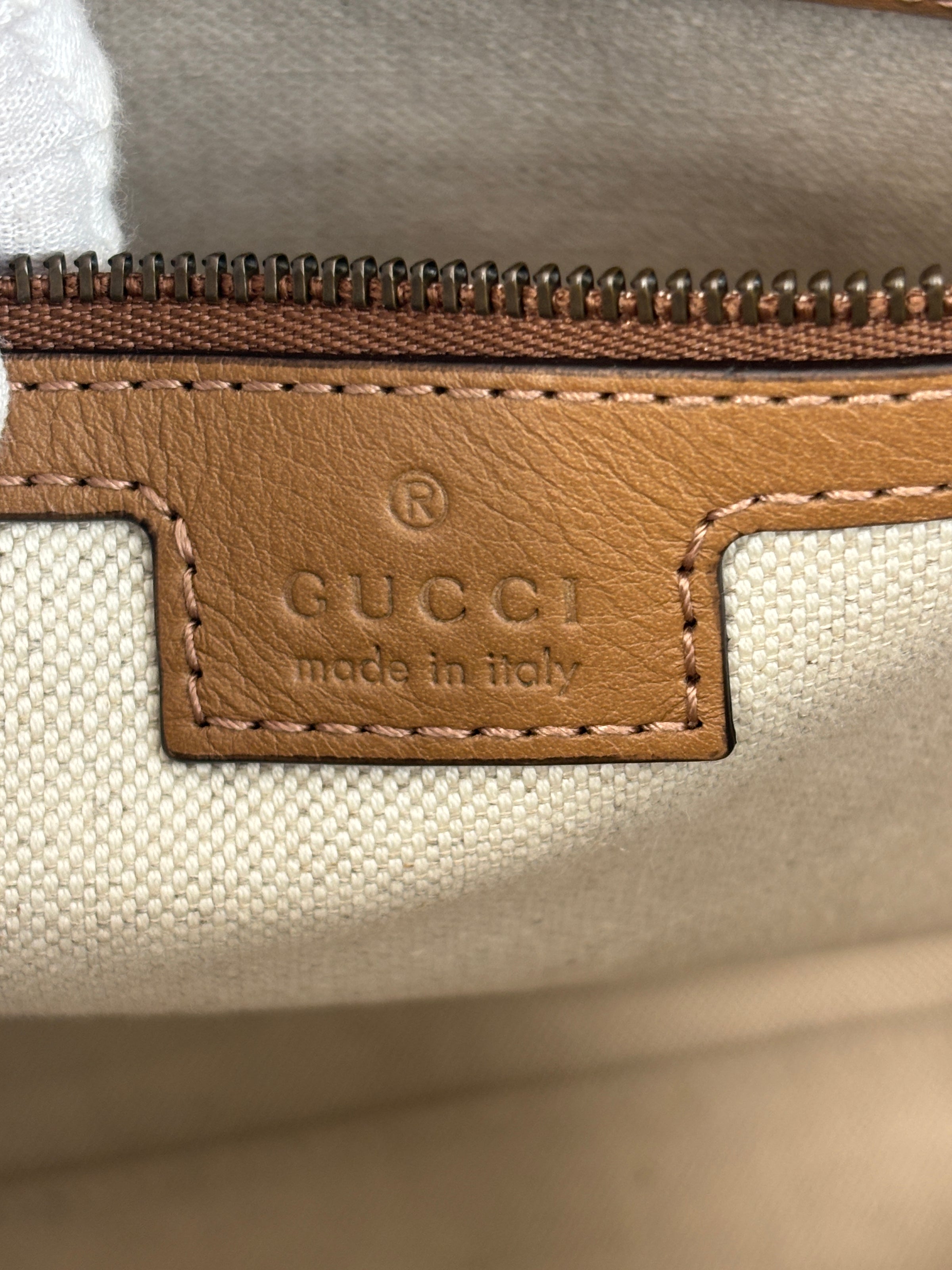 715671 Koi Calfskin Large GG Jacquard/Canvas Bauletto Duffle Bag