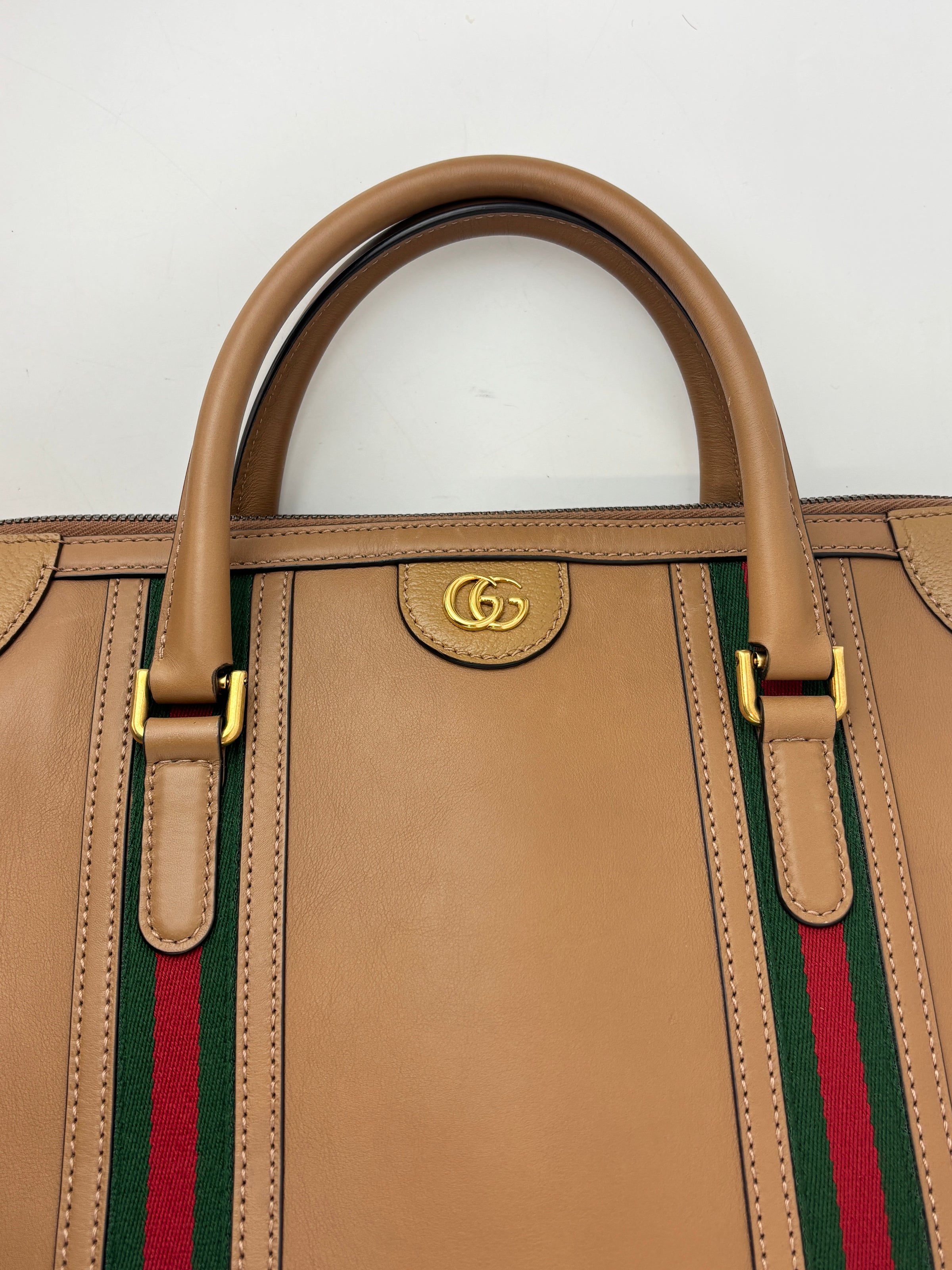 715671 Koi Calfskin Large GG Jacquard/Canvas Bauletto Duffle Bag