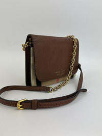 Hampshire Brown Pebbled Leather / House Check Canvas Crossbody Bag