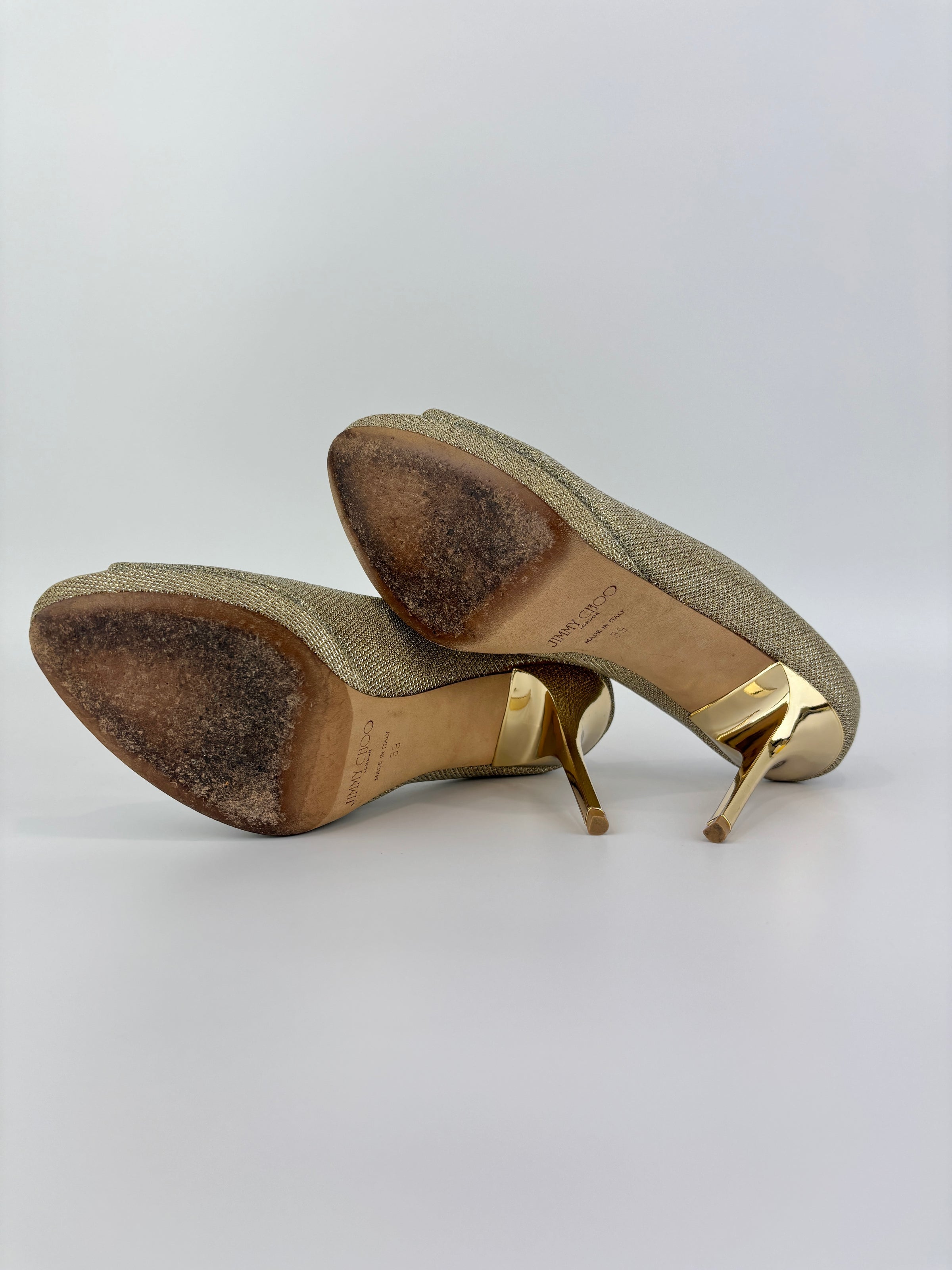 Luna Gold Glitter Platform Pumps Size 39