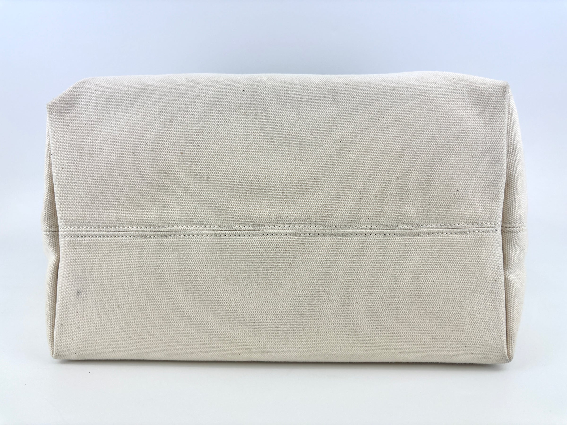 Cities Paris Jumbo Small Tote Bag In Beige Canvas With Black Leather Trim