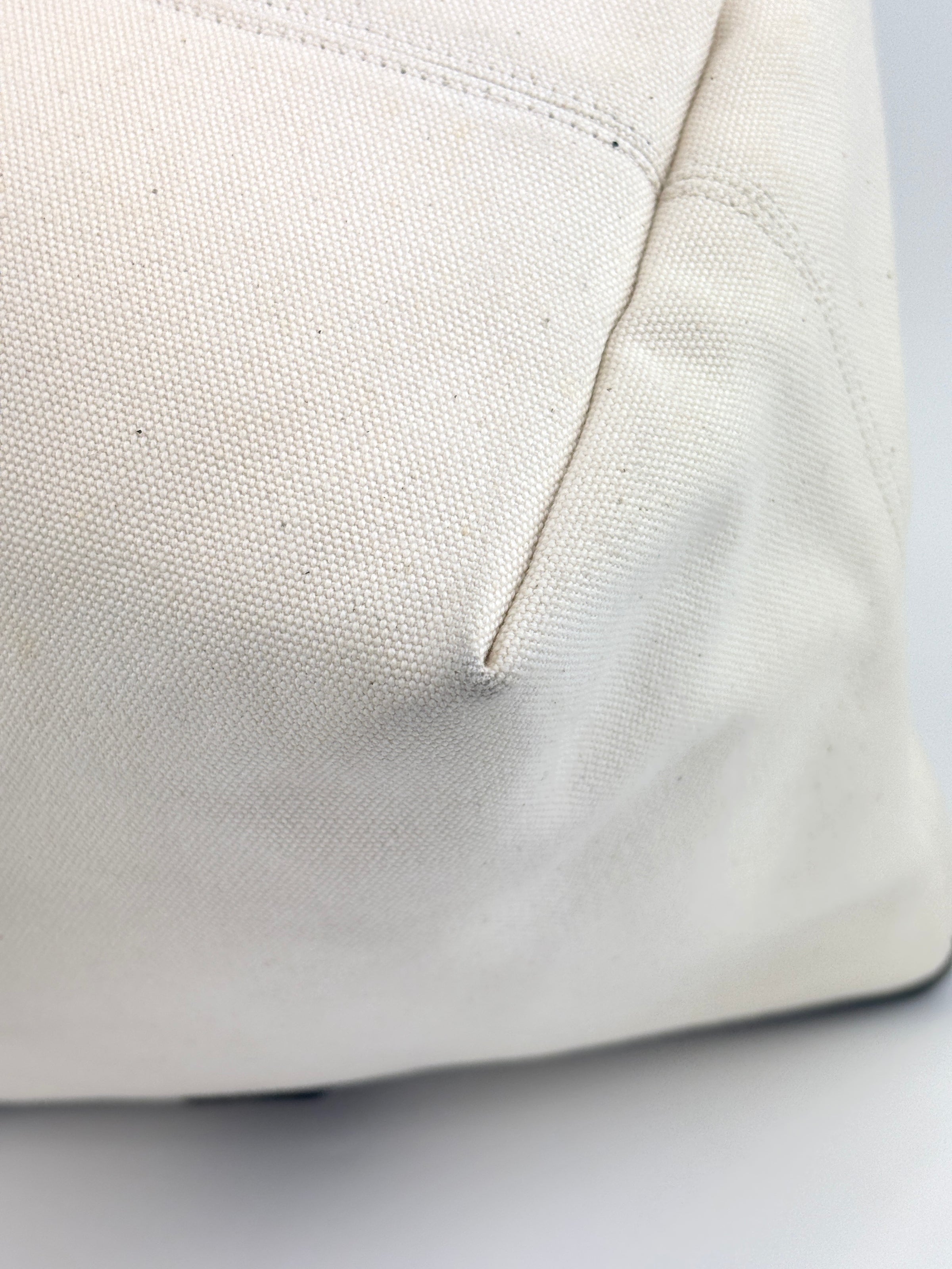 Cities Paris Jumbo Small Tote Bag In Beige Canvas With Black Leather Trim