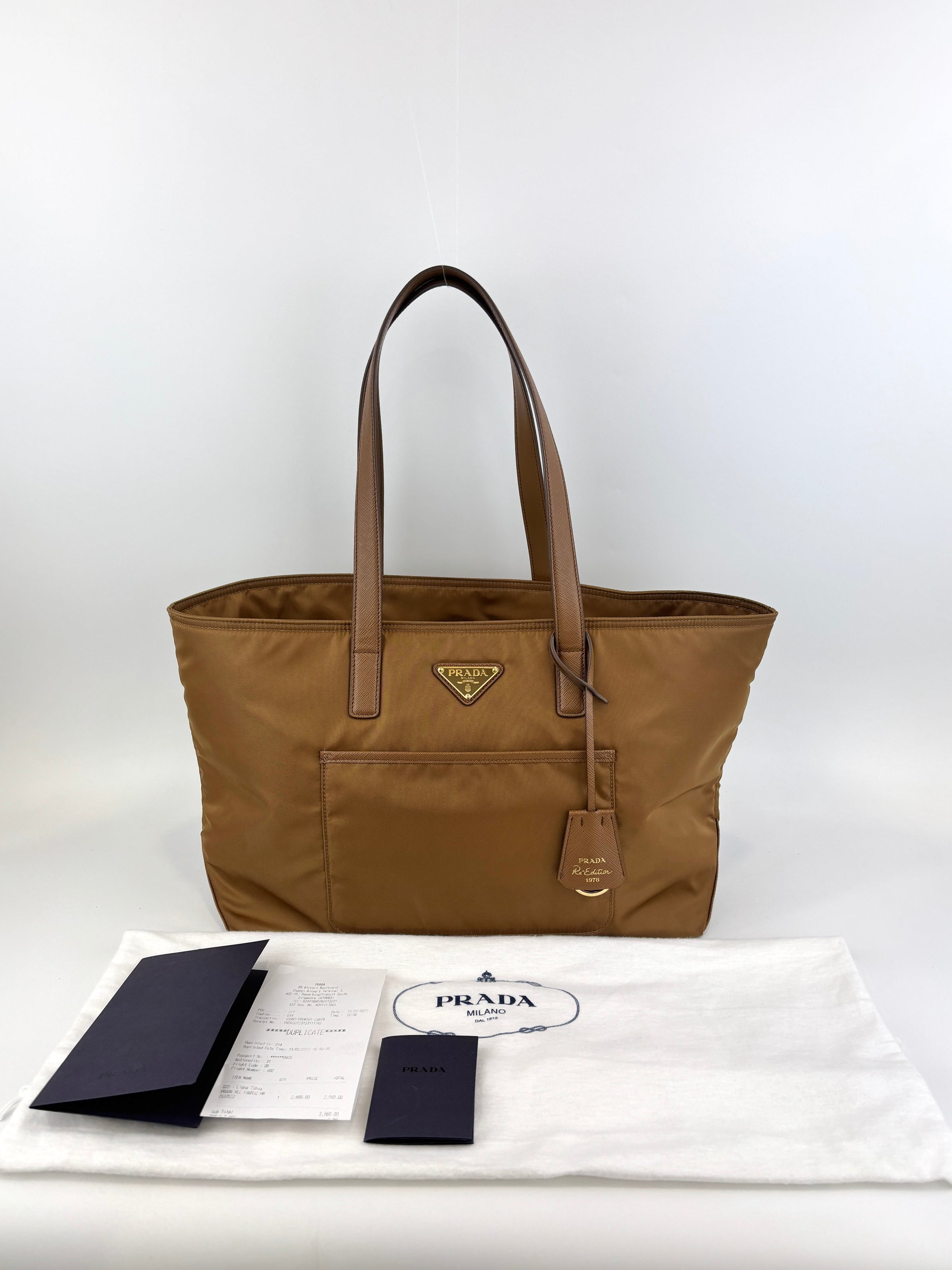 1BG555 Re-Edition 1978 large Re-Nylon and Saffiano Leather Tote Bag