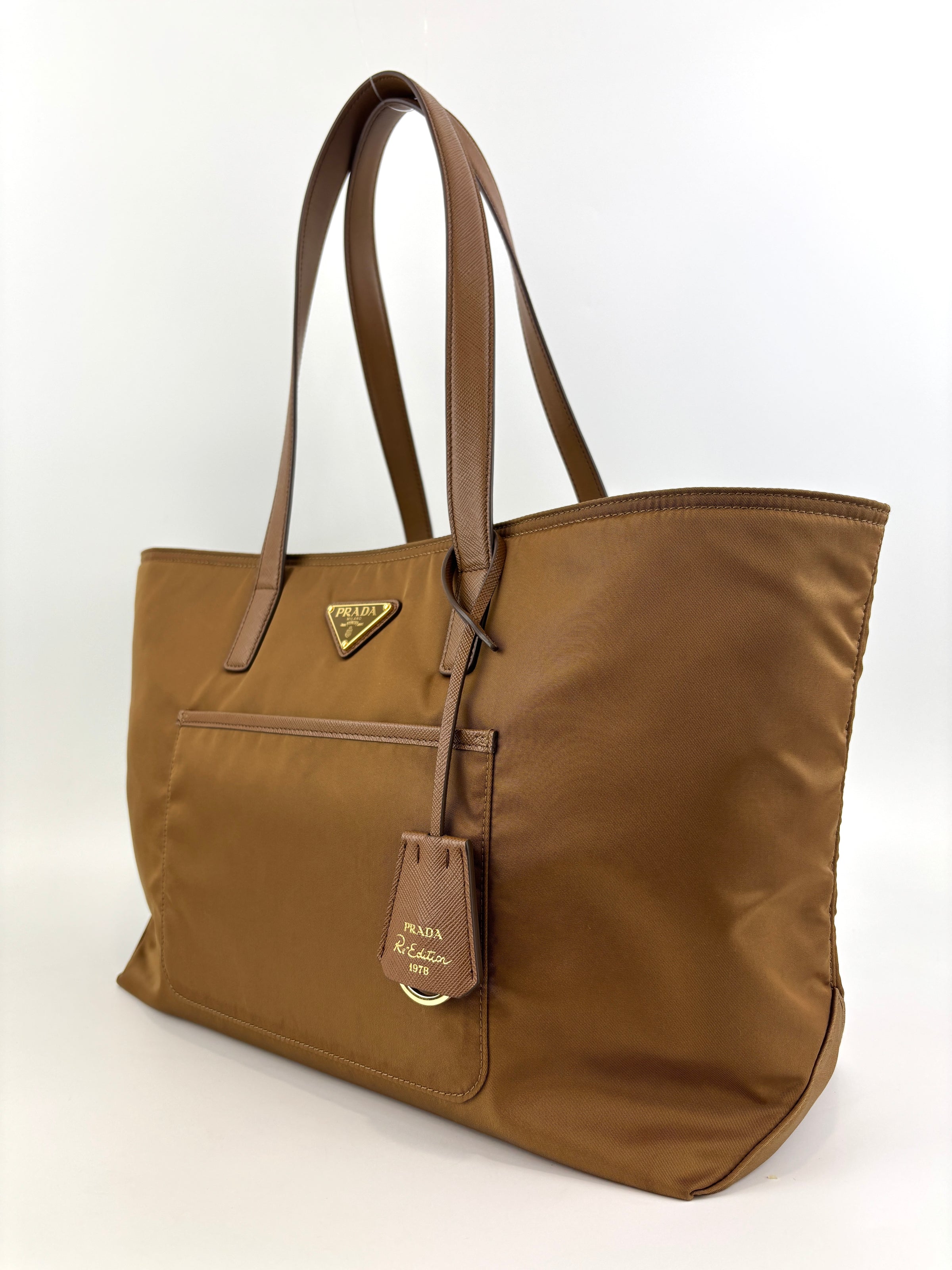 1BG555 Re-Edition 1978 large Re-Nylon and Saffiano Leather Tote Bag
