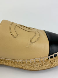 Beige / Black Lambskin Espadrilles Size 39