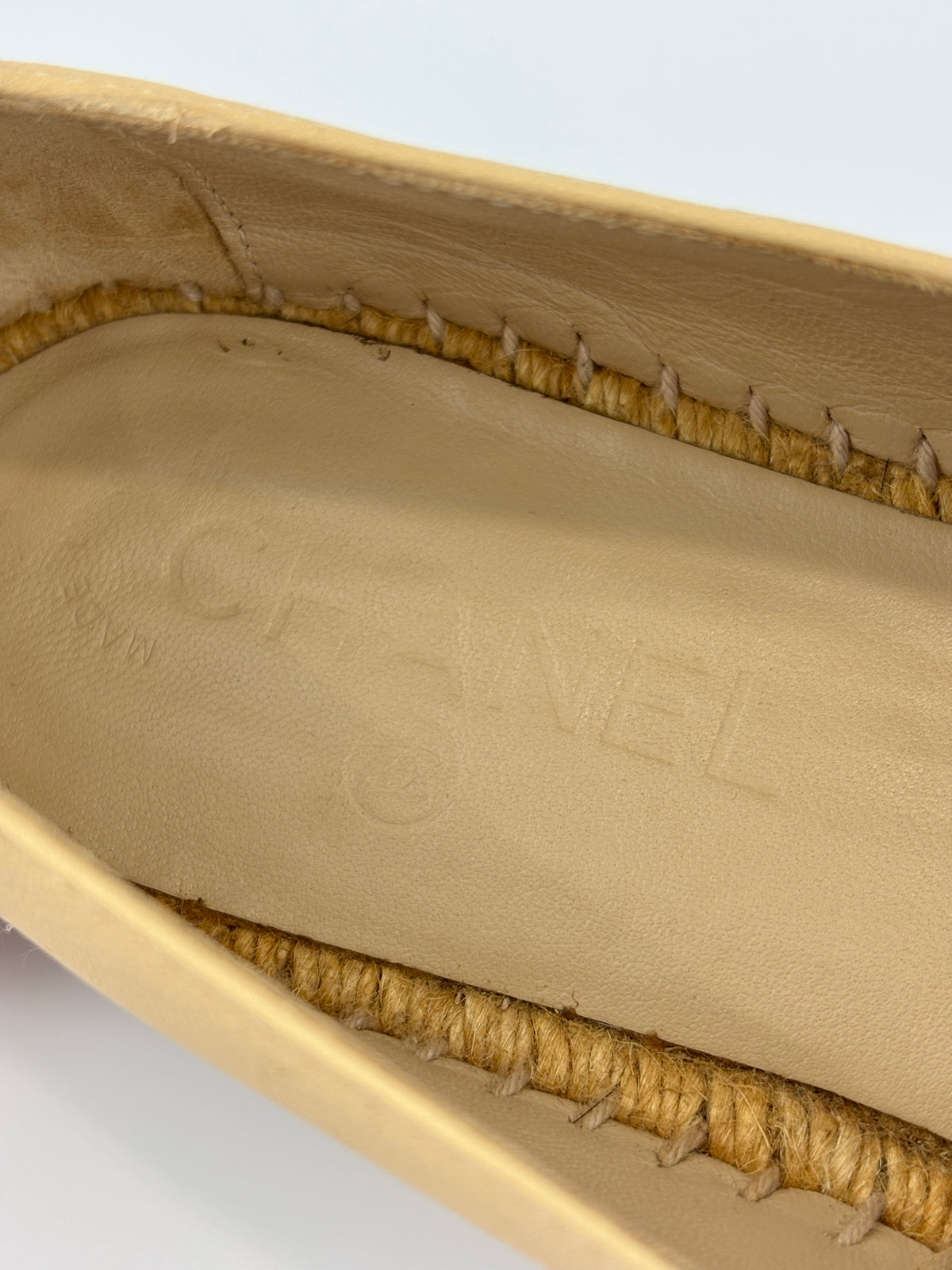 Beige / Black Lambskin Espadrilles Size 39