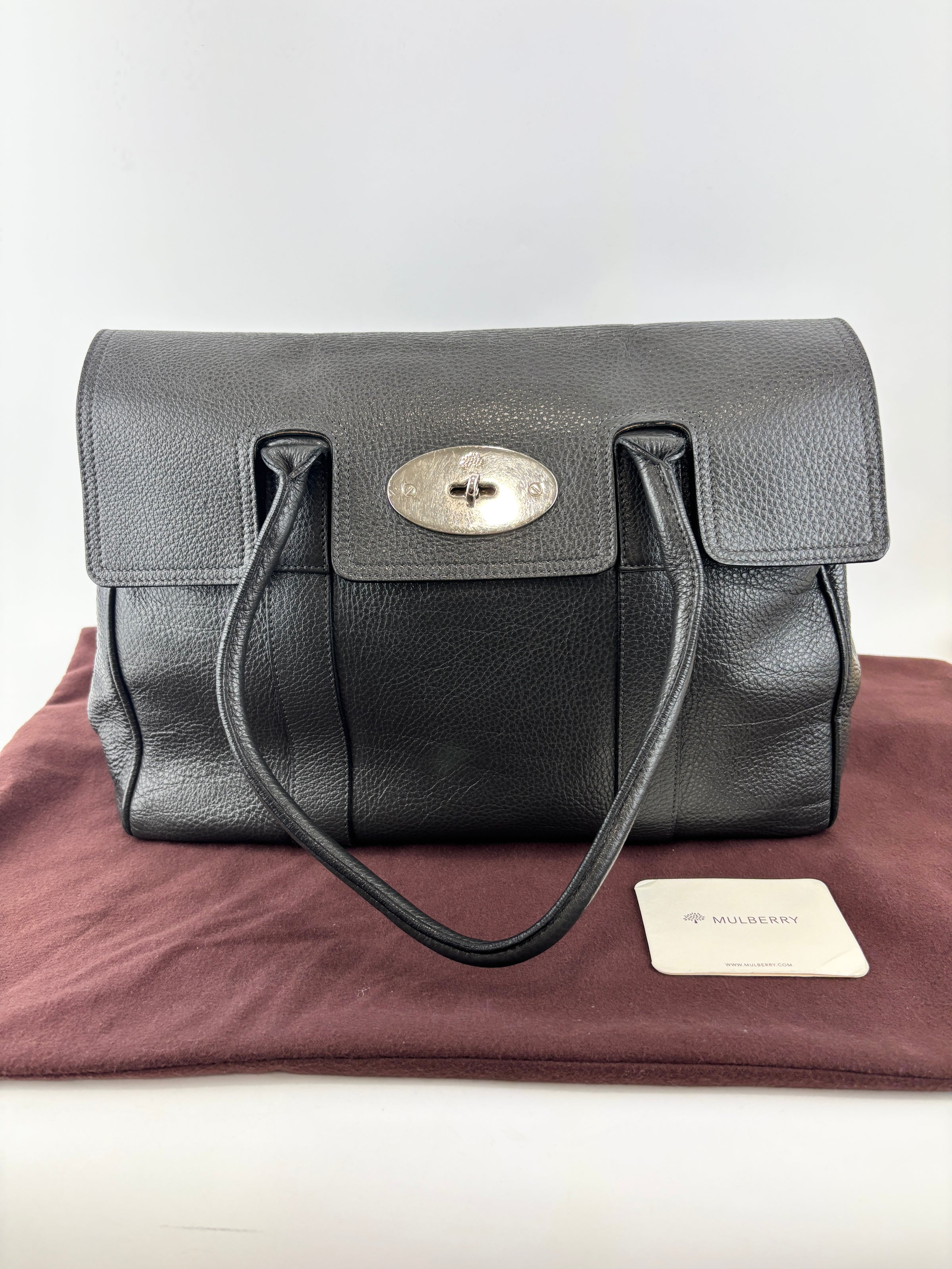 Bayswater Heavy Grain Leather Tote Bag Black