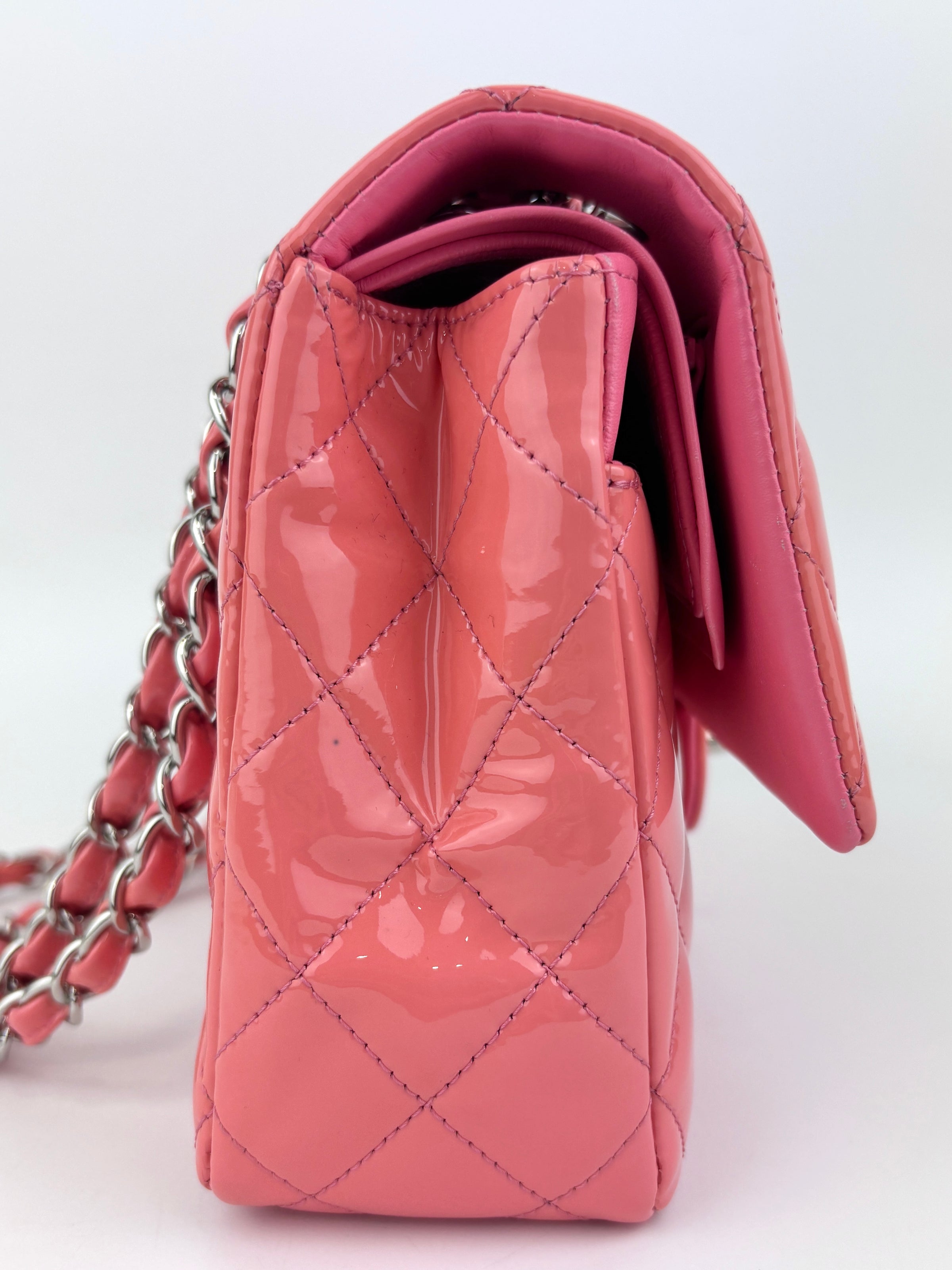 Classic Medium Flap Patent Salmon Pink SHW