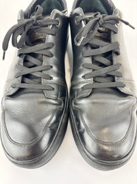 Brown Monogram Canvas & Black Leather Low Top Sneakers Size 9