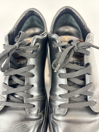 Brown Monogram Canvas & Black Leather Low Top Sneakers Size 9