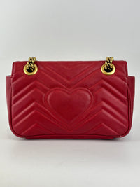 Small GG Marmont Matelasse Leather Crossbody Bag in Red