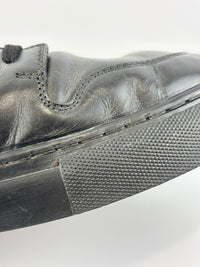 Brown Monogram Canvas & Black Leather Low Top Sneakers Size 9