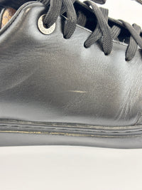Brown Monogram Canvas & Black Leather Low Top Sneakers Size 9