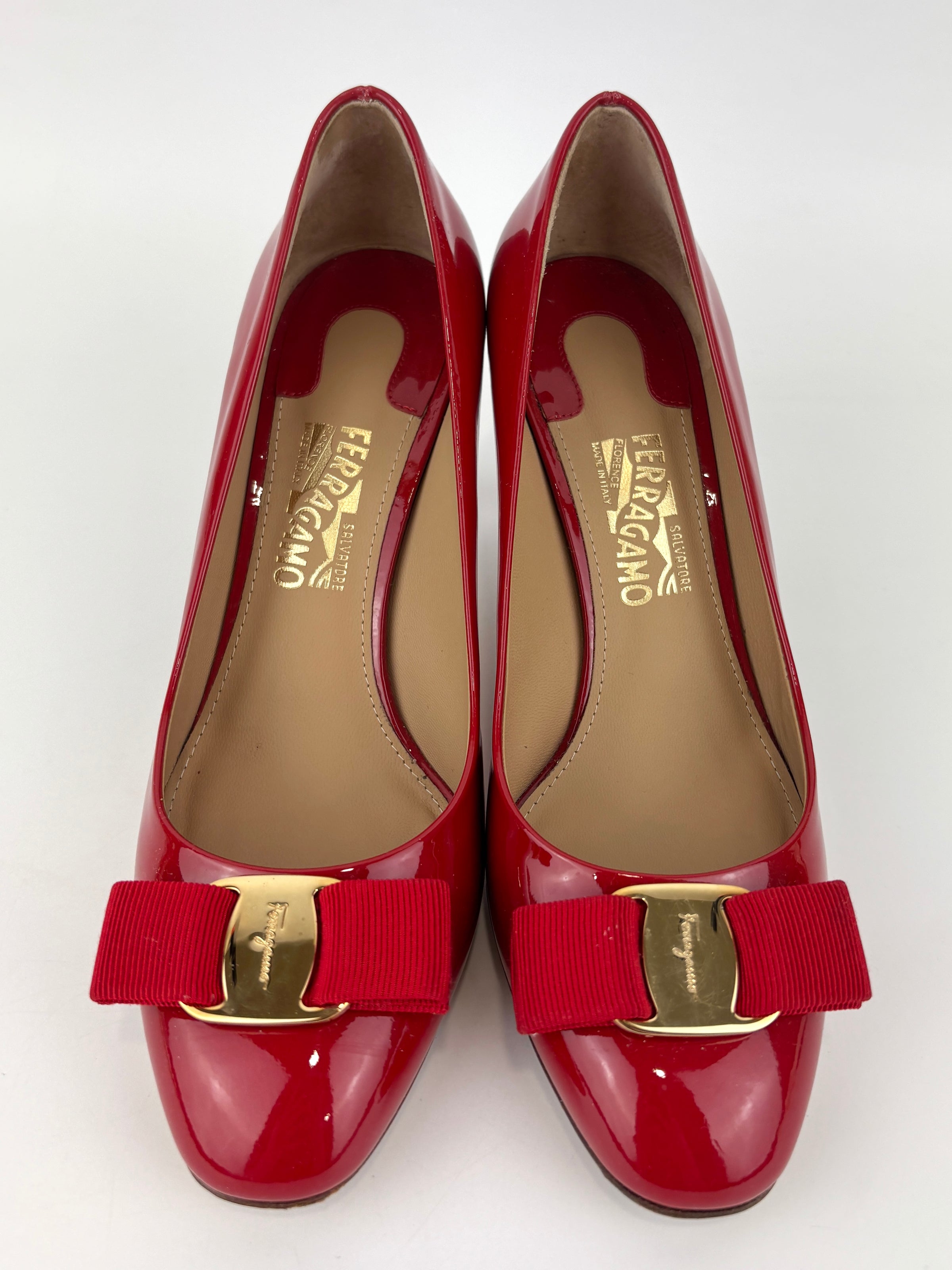 Erice 70 Lipstick Patent Calfskin Pumps Size 6D
