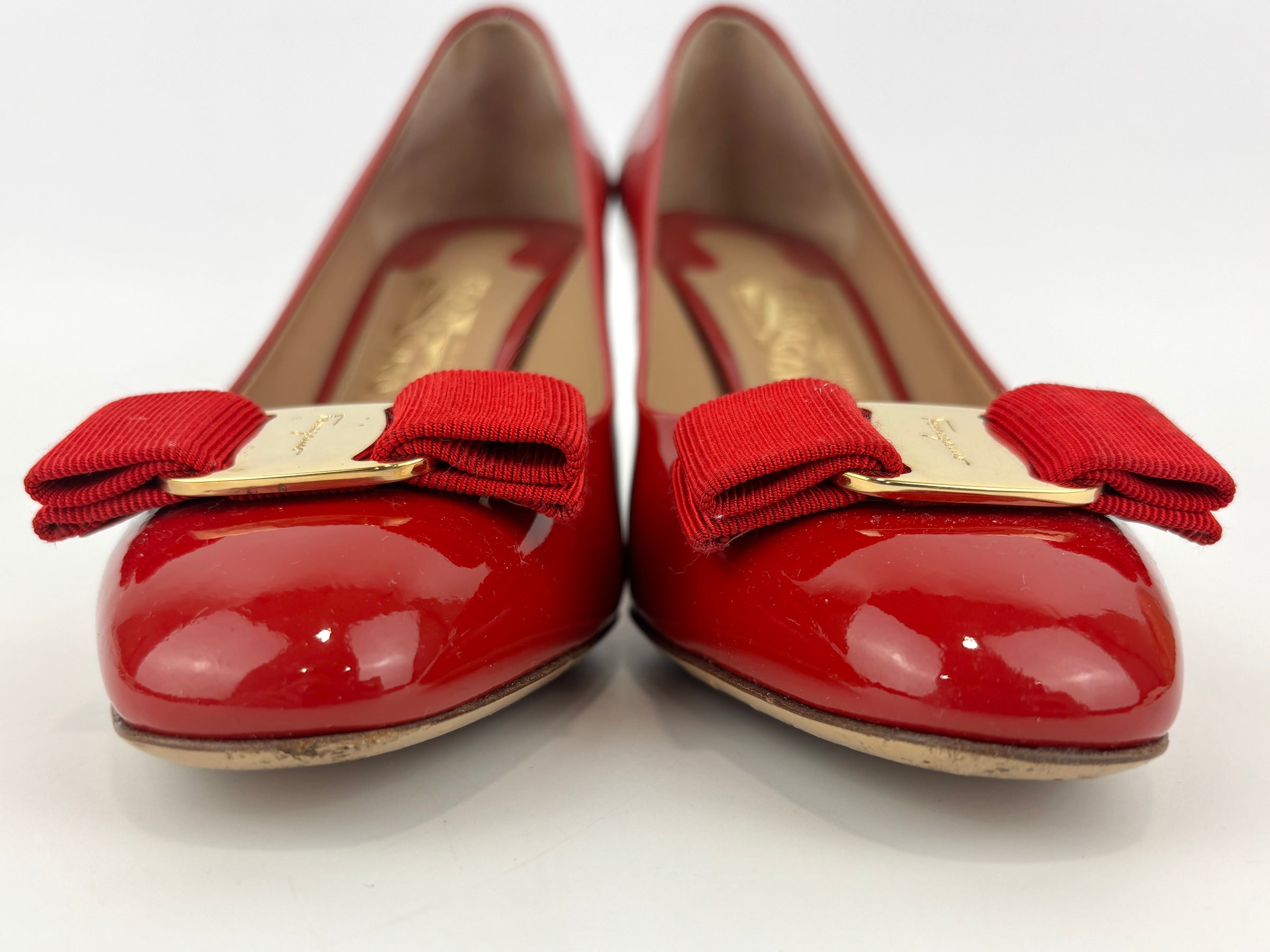 Erice 70 Lipstick Patent Calfskin Pumps Size 6D