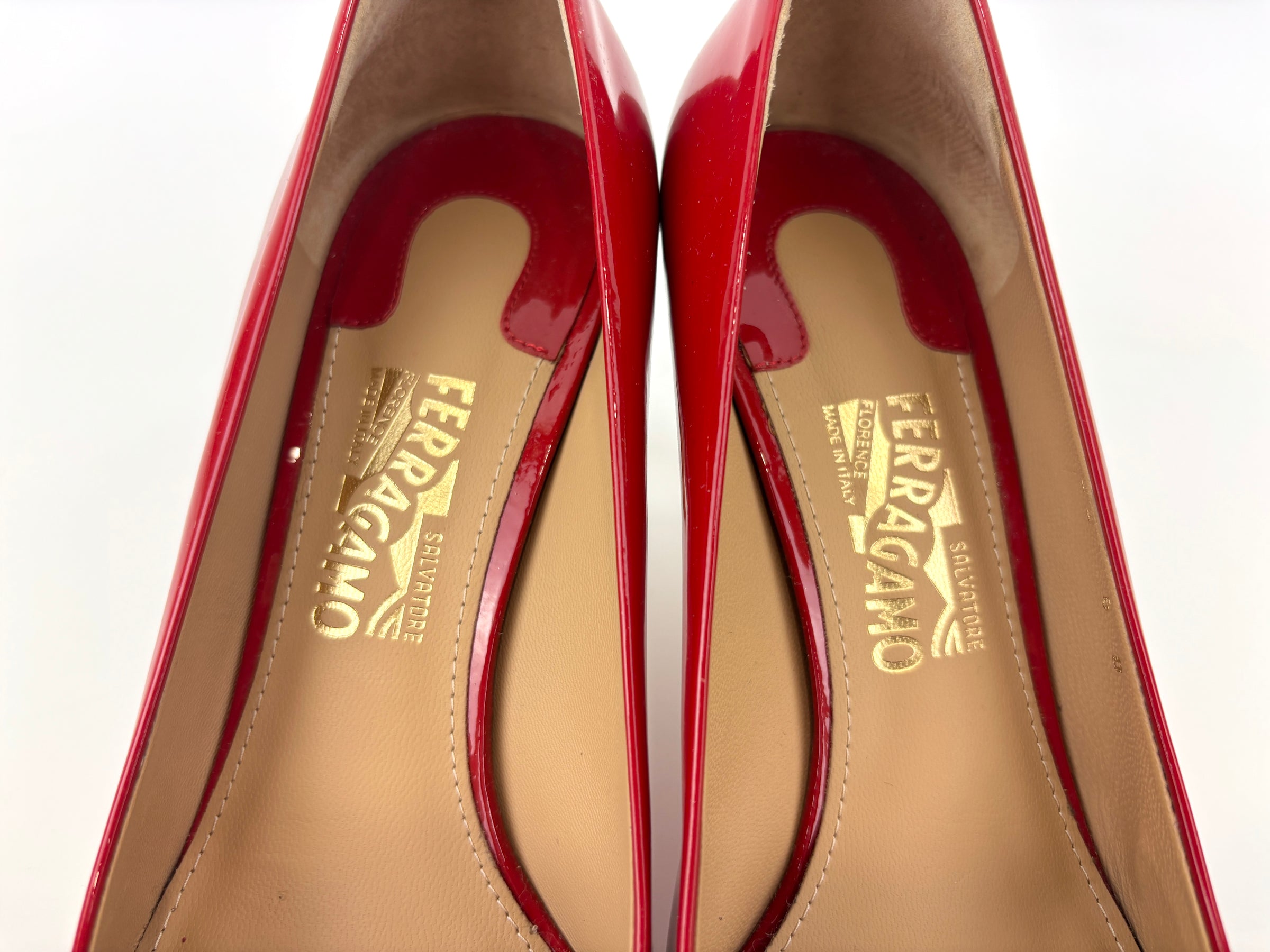 Erice 70 Lipstick Patent Calfskin Pumps Size 6D