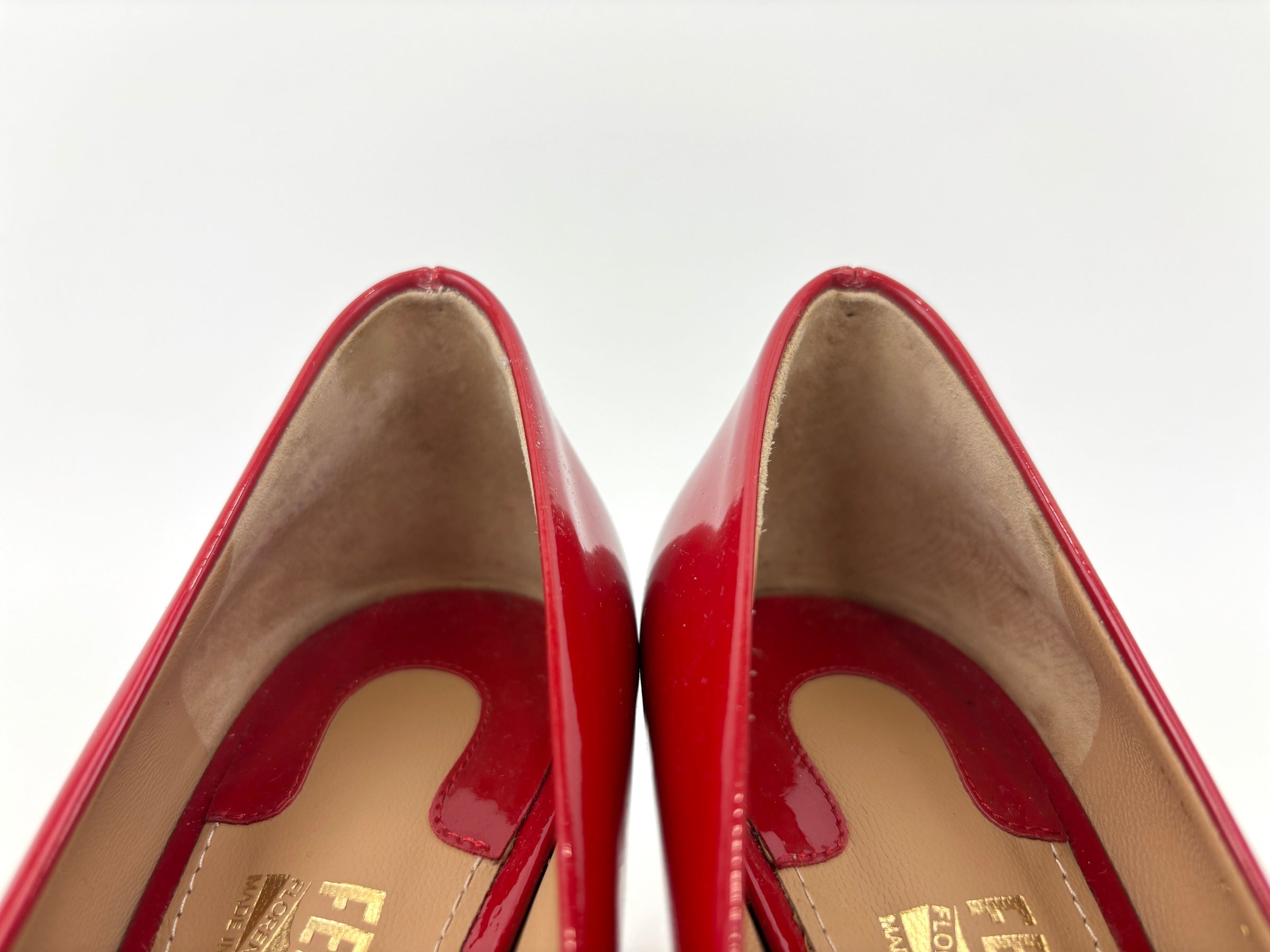 Erice 70 Lipstick Patent Calfskin Pumps Size 6D