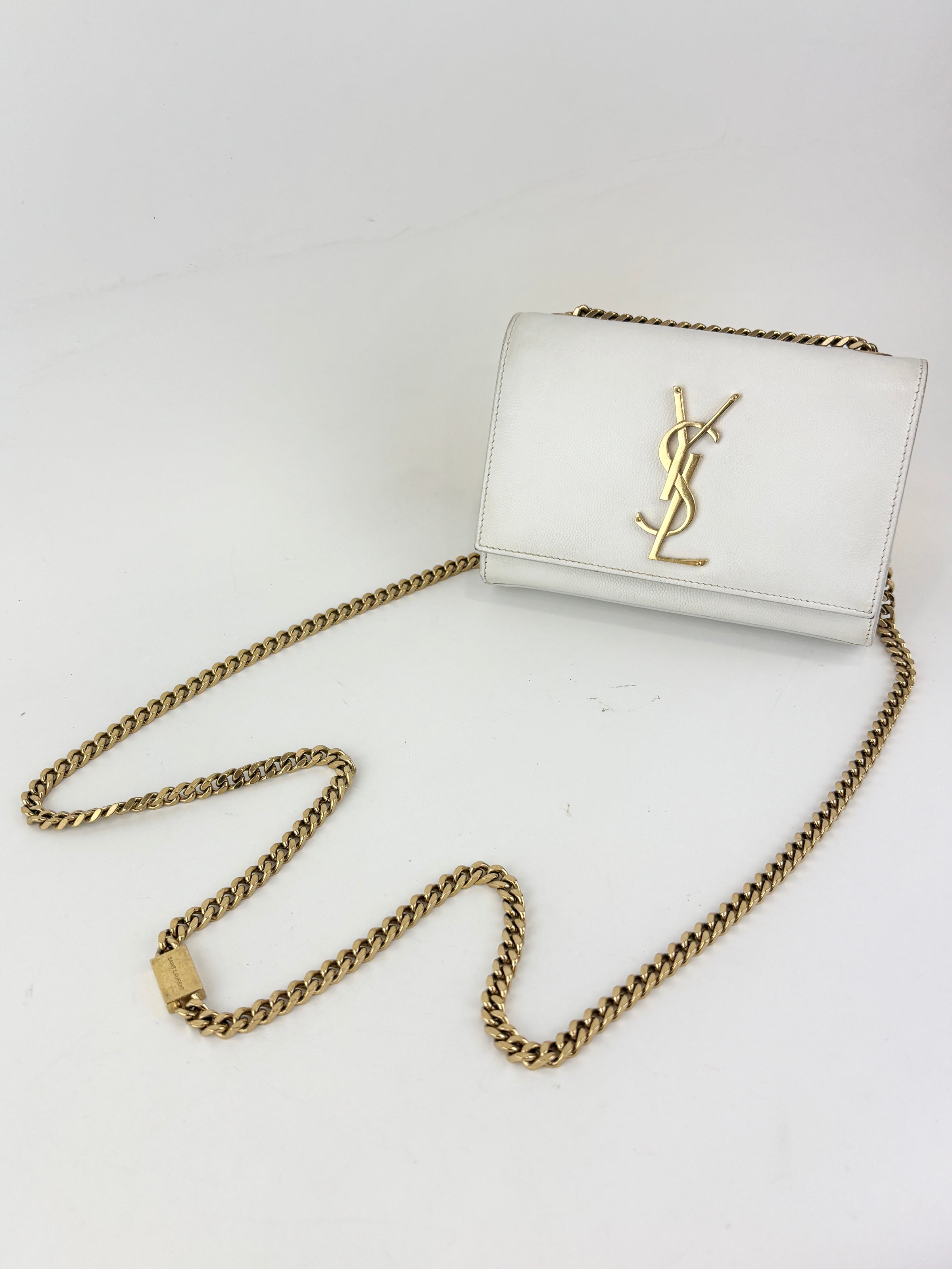 Kate Small in Grain de Poudre Embossed-Leather in White GHW