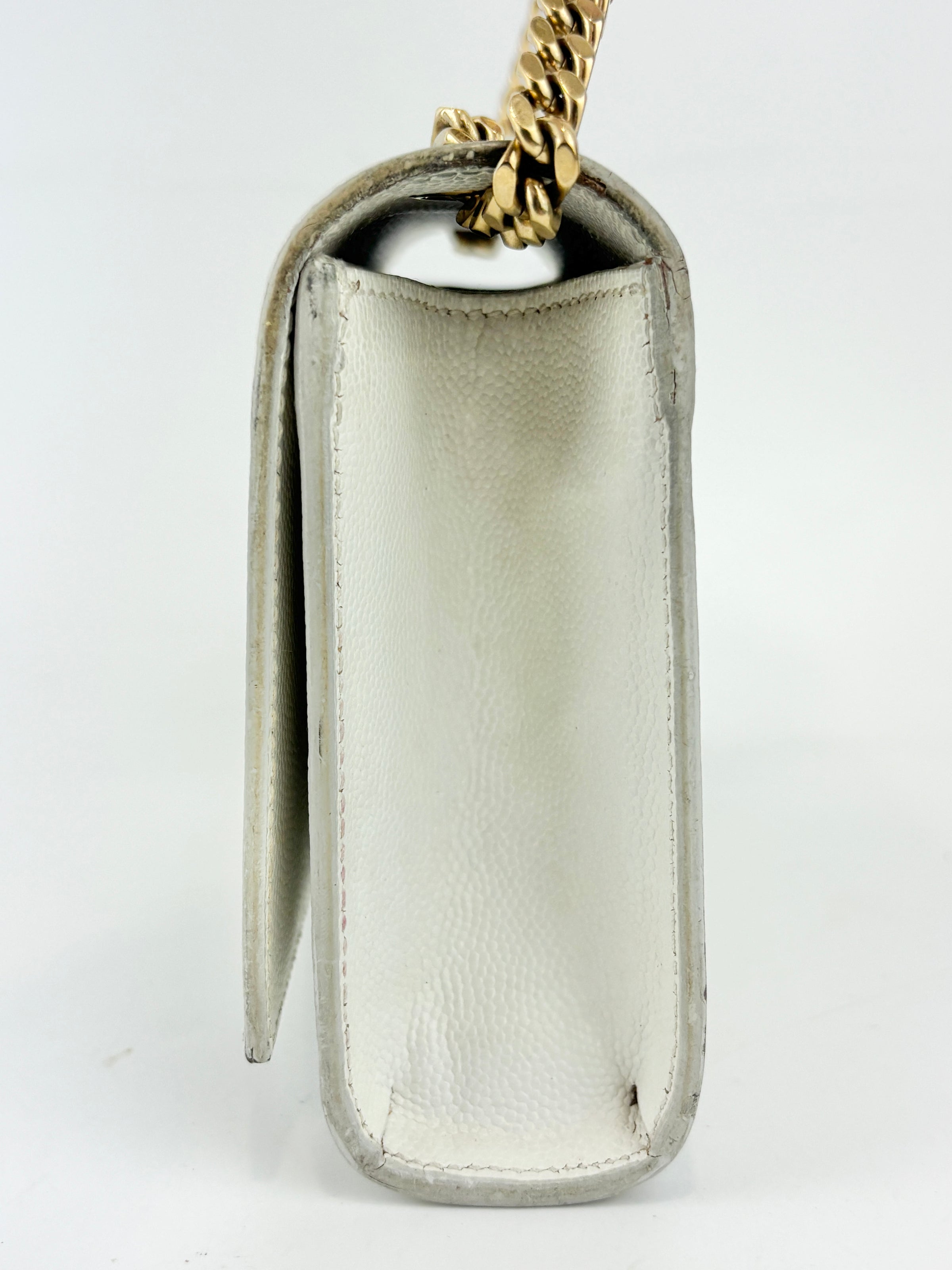 Kate Small in Grain de Poudre Embossed-Leather in White GHW