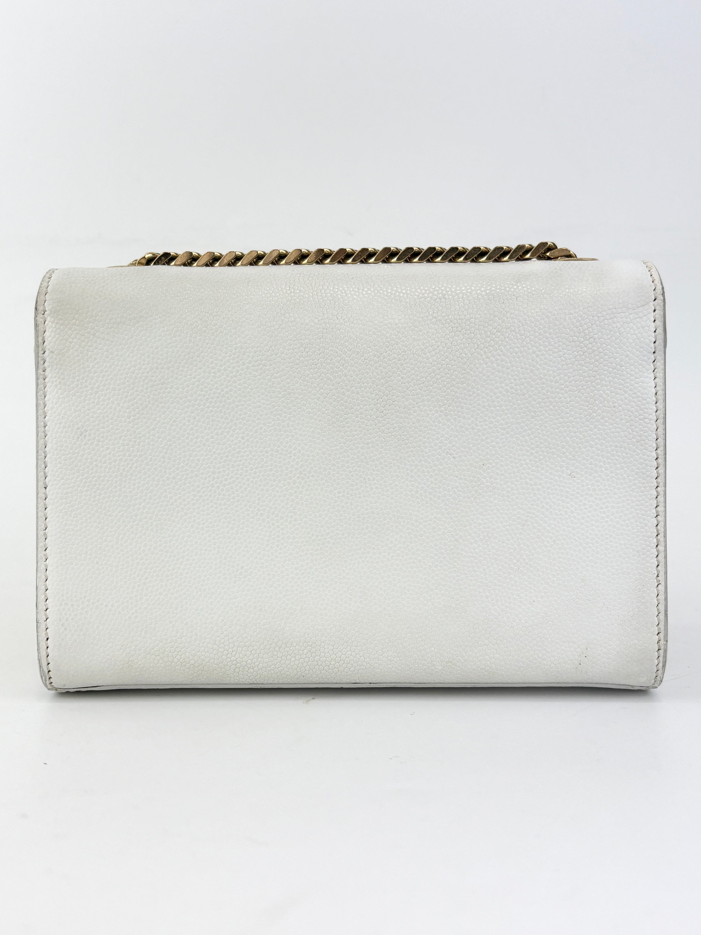 Kate Small in Grain de Poudre Embossed-Leather in White GHW