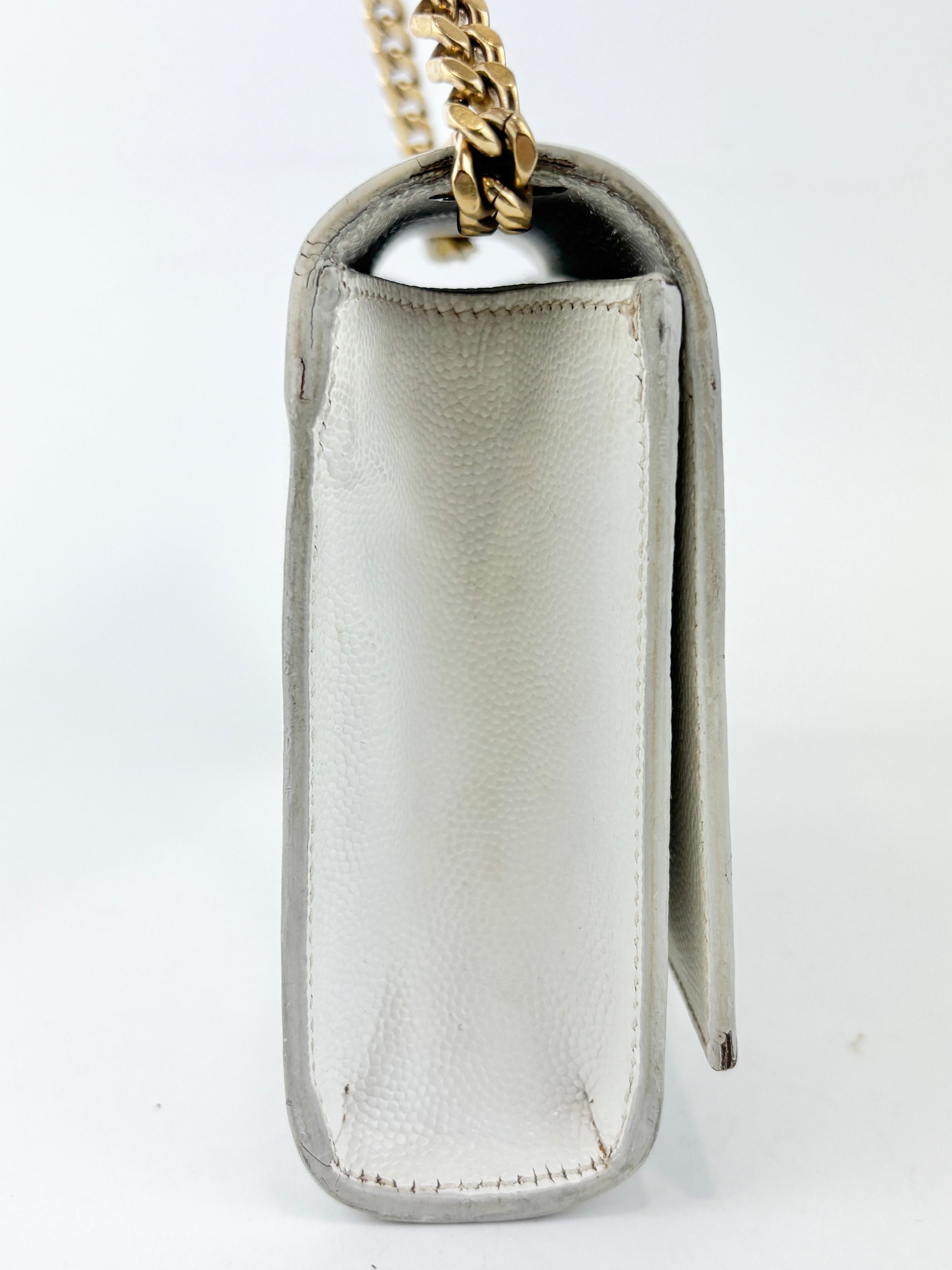 Kate Small in Grain de Poudre Embossed-Leather in White GHW
