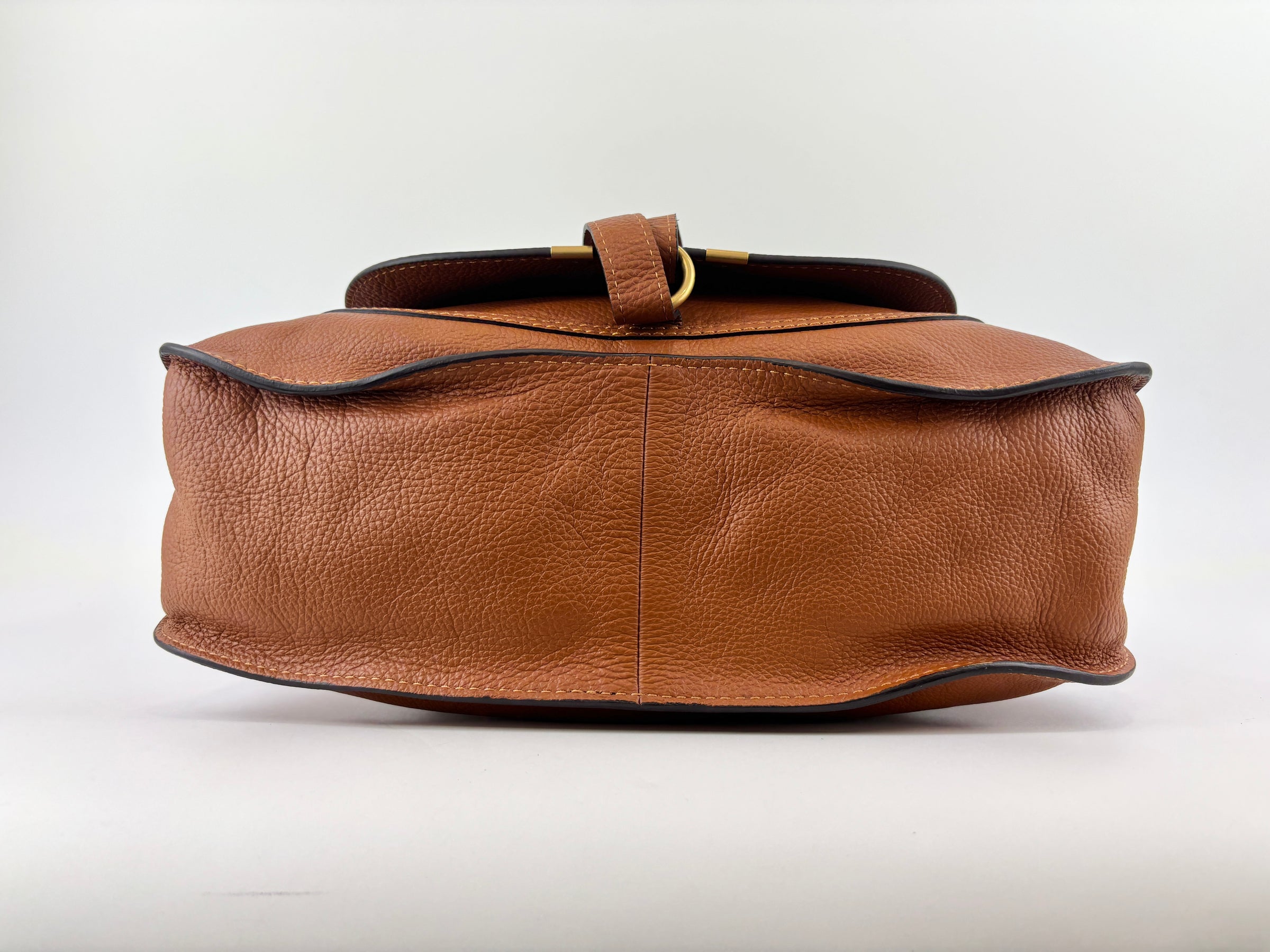 Medium Marcie Tan Brown Grained Leather Satchel Bag
