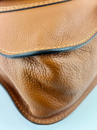 Medium Marcie Tan Brown Grained Leather Satchel Bag
