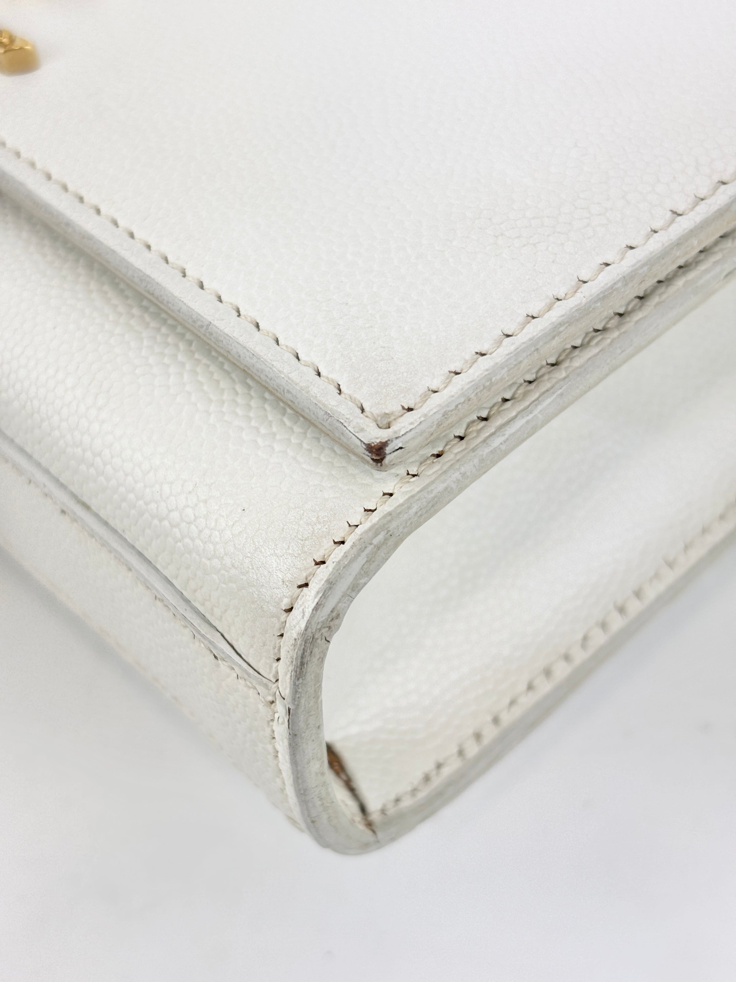 Kate Small in Grain de Poudre Embossed-Leather in White GHW