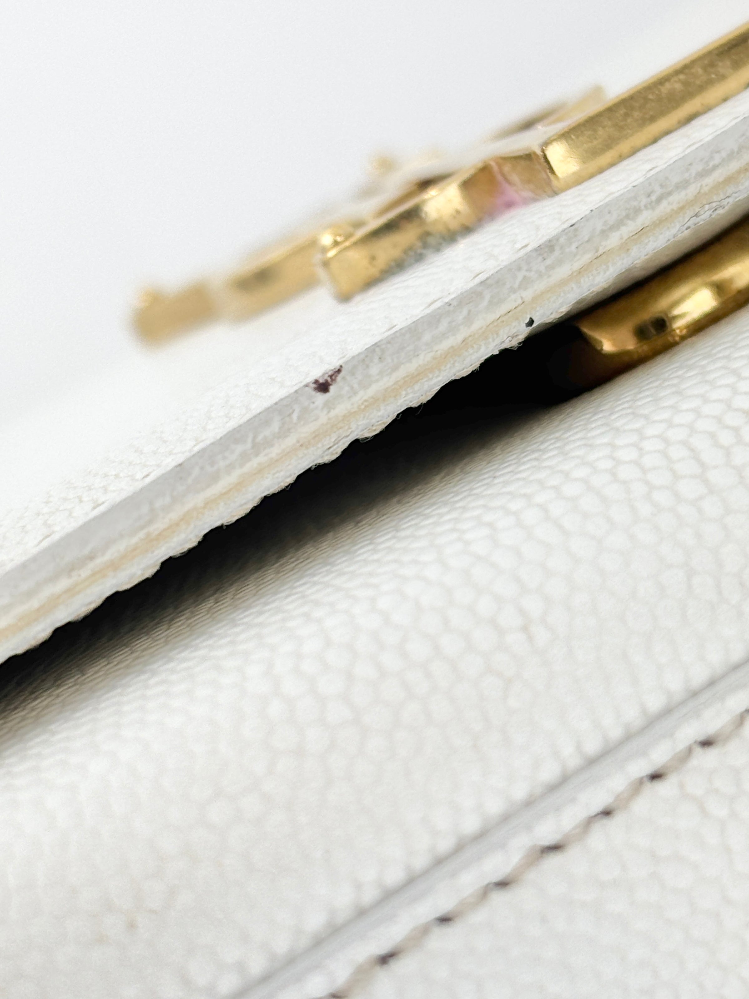 Kate Small in Grain de Poudre Embossed-Leather in White GHW