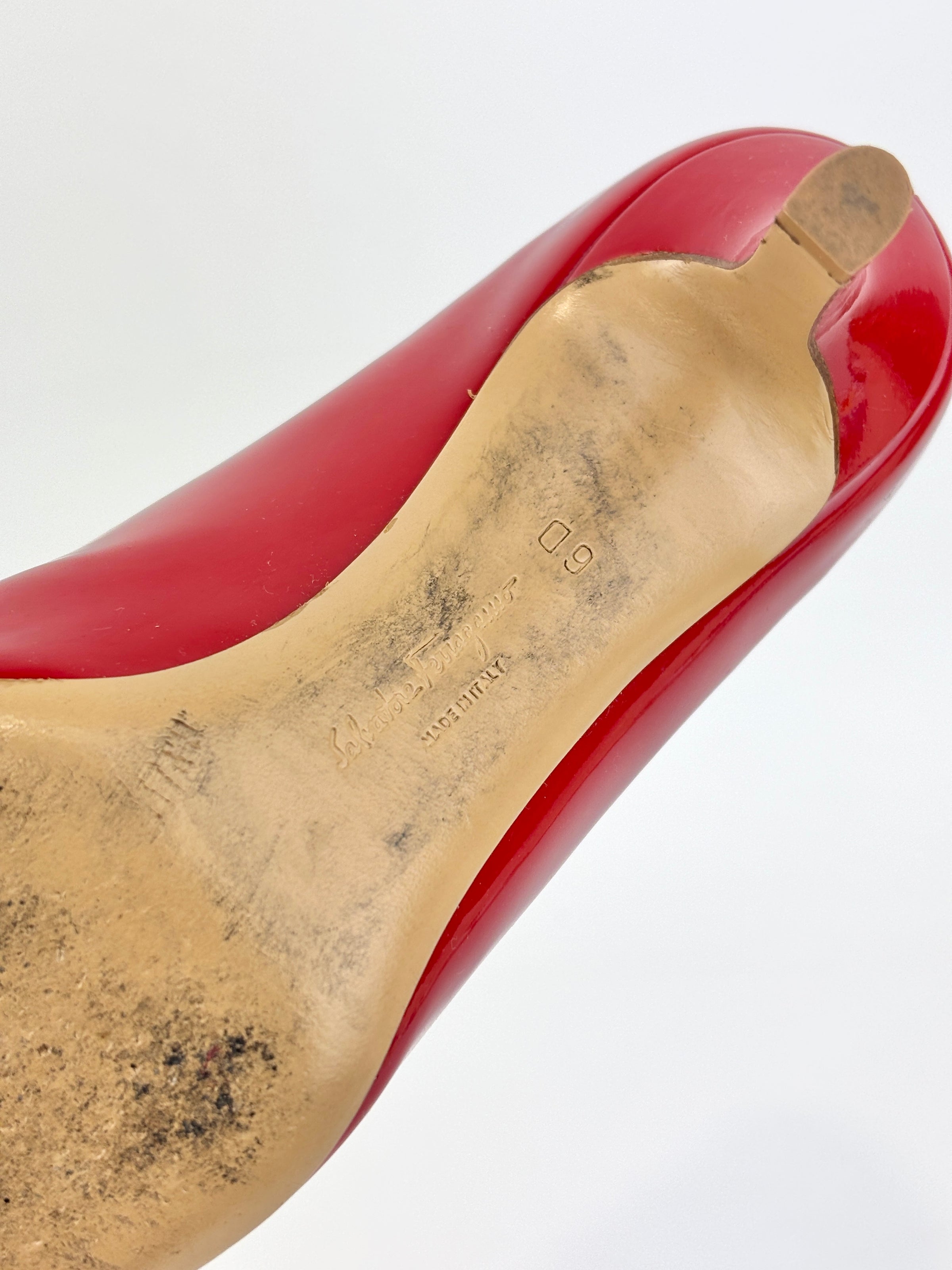 Erice 70 Lipstick Patent Calfskin Pumps Size 6D