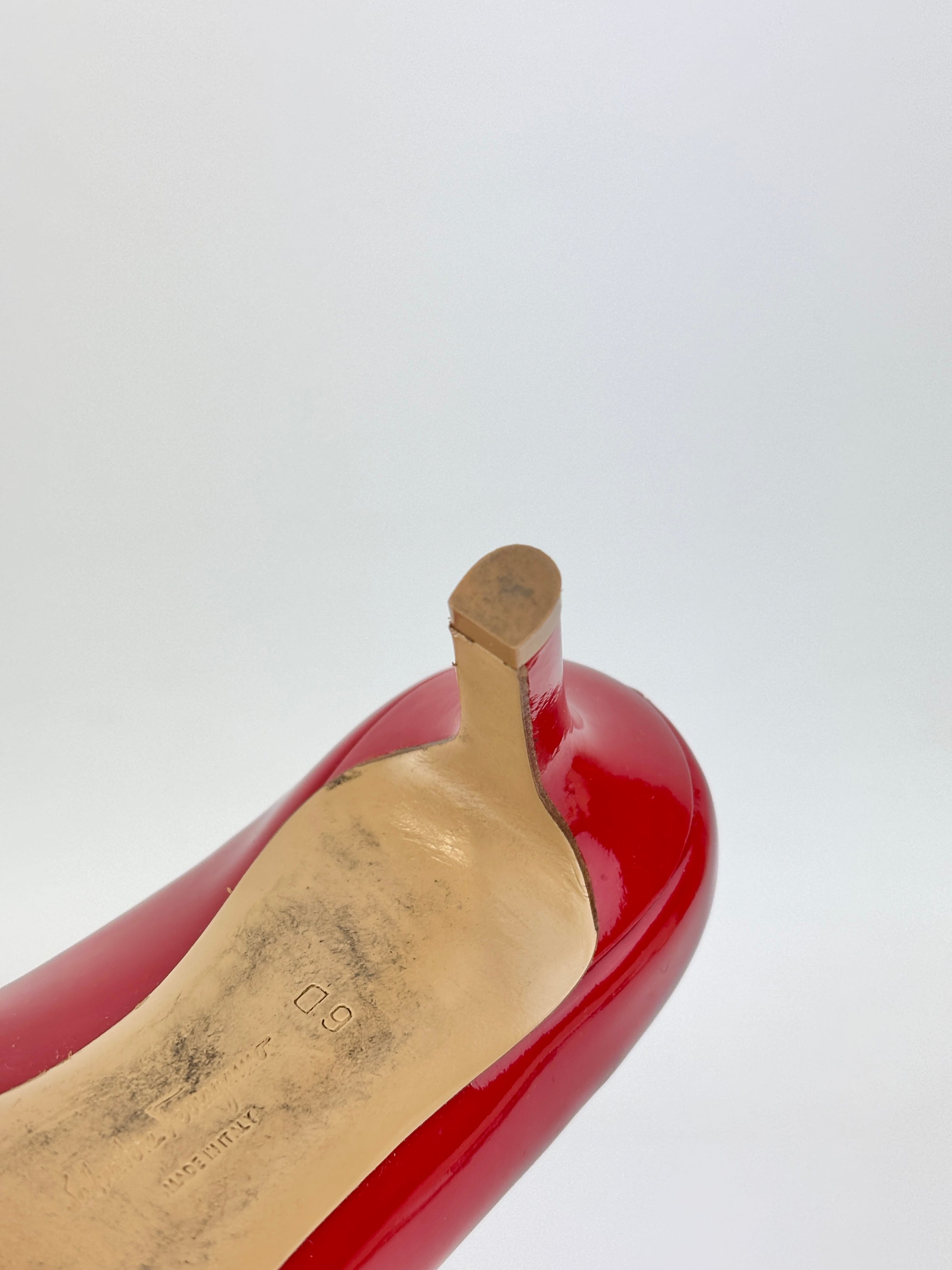 Erice 70 Lipstick Patent Calfskin Pumps Size 6D