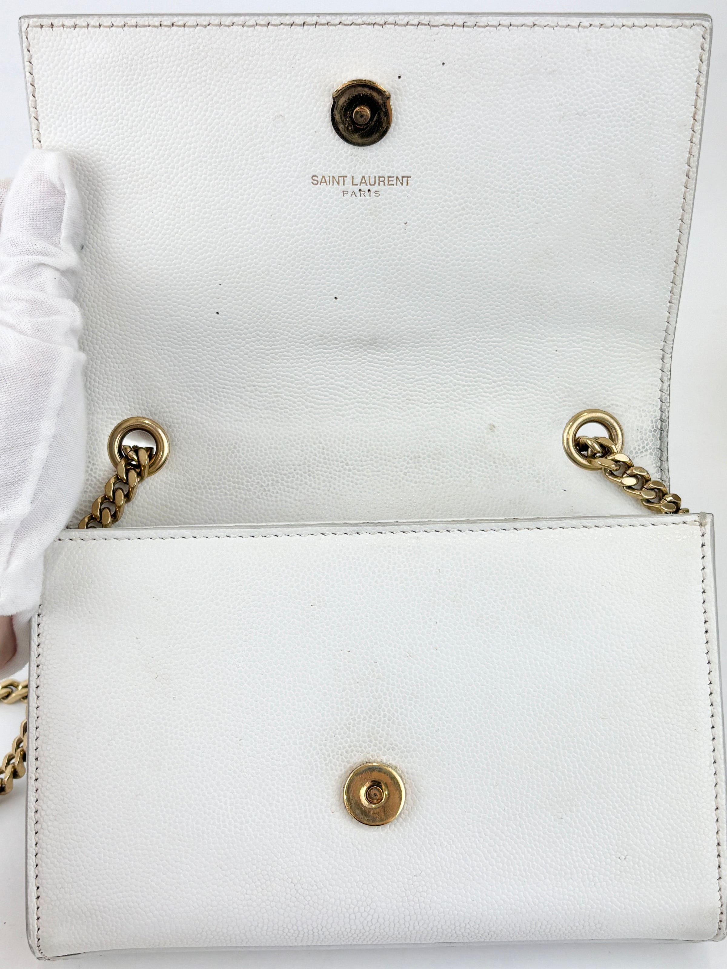 Kate Small in Grain de Poudre Embossed-Leather in White GHW