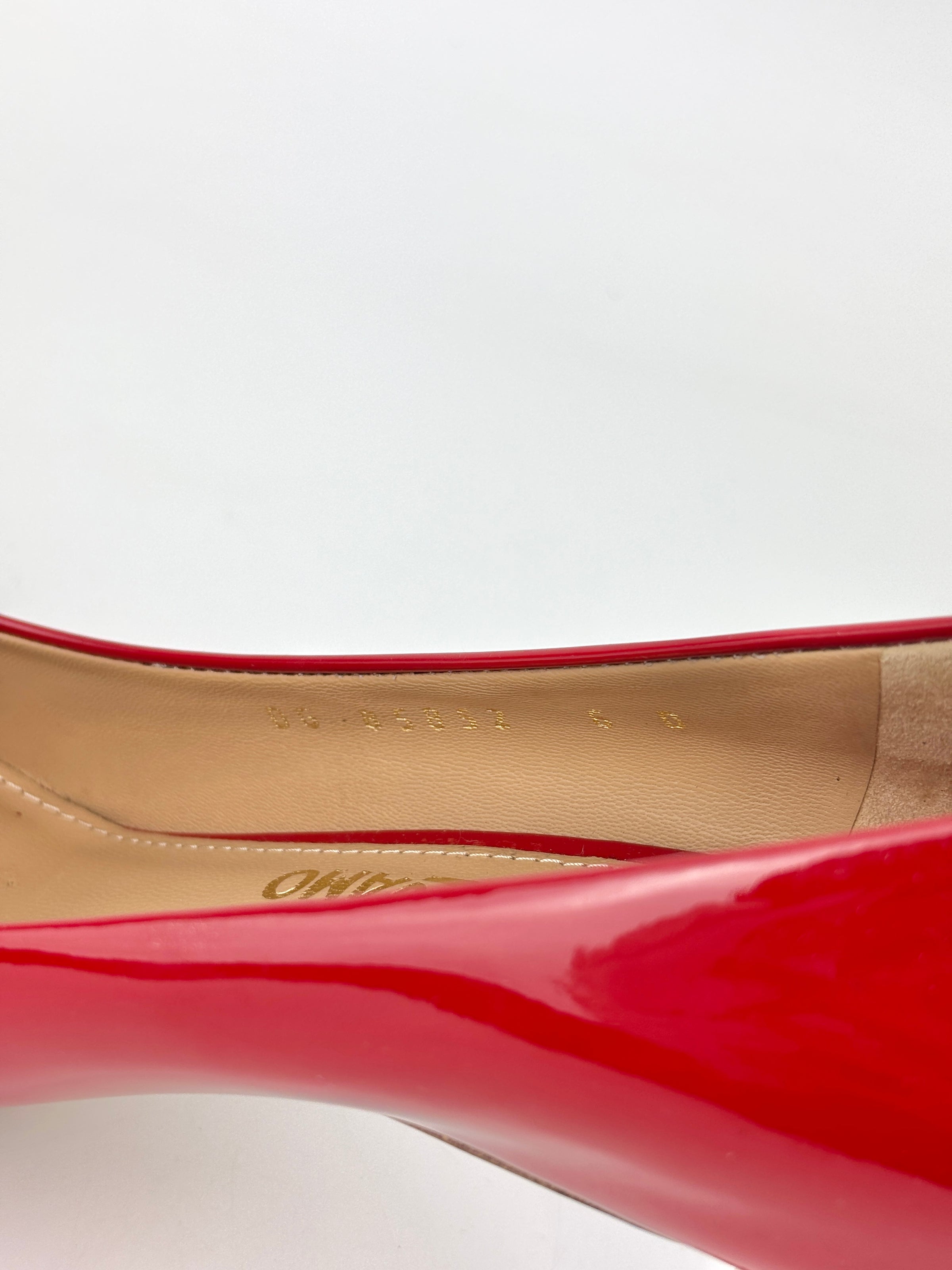 Erice 70 Lipstick Patent Calfskin Pumps Size 6D